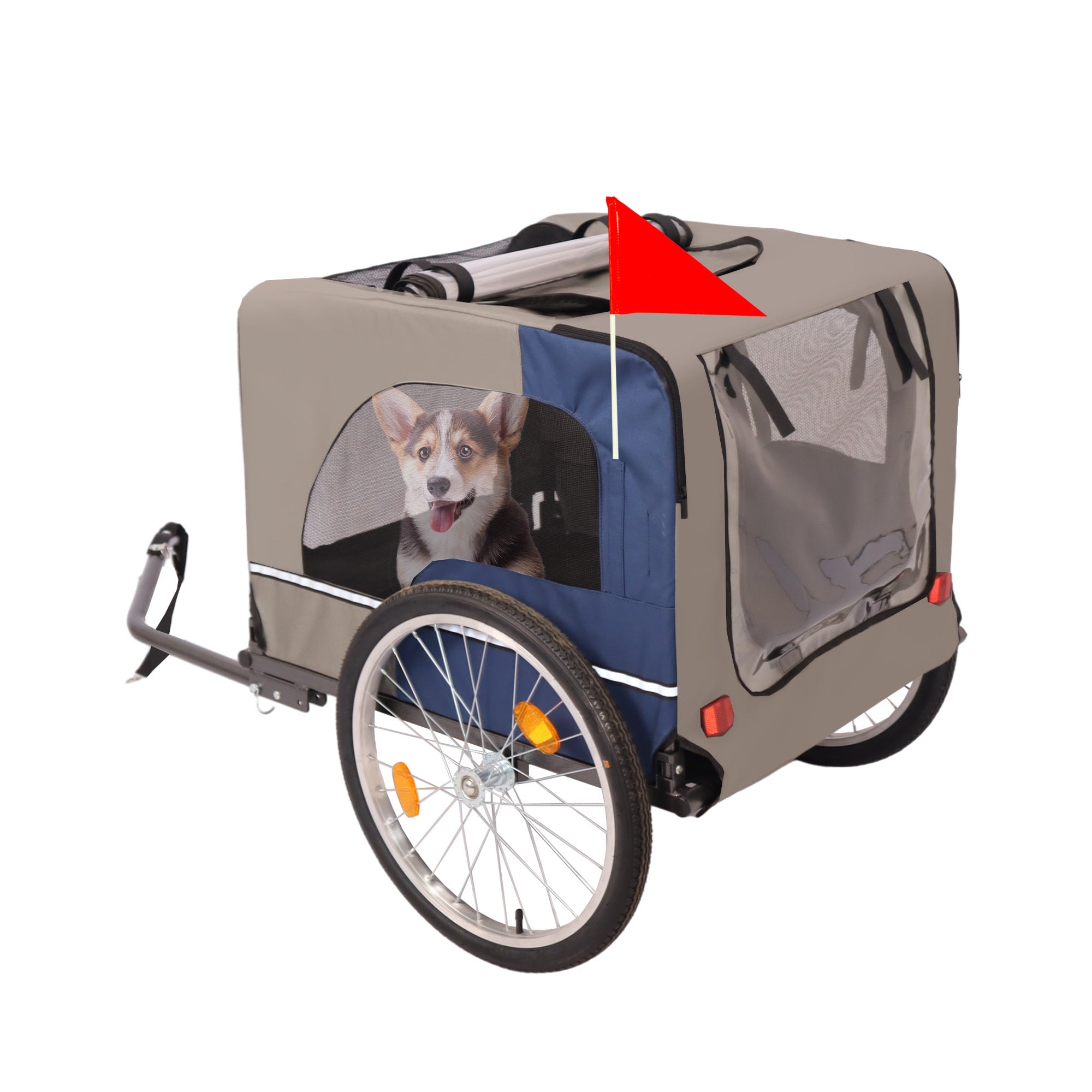 Folding pet trailer with 20 - inch wheels - KiKiUMi