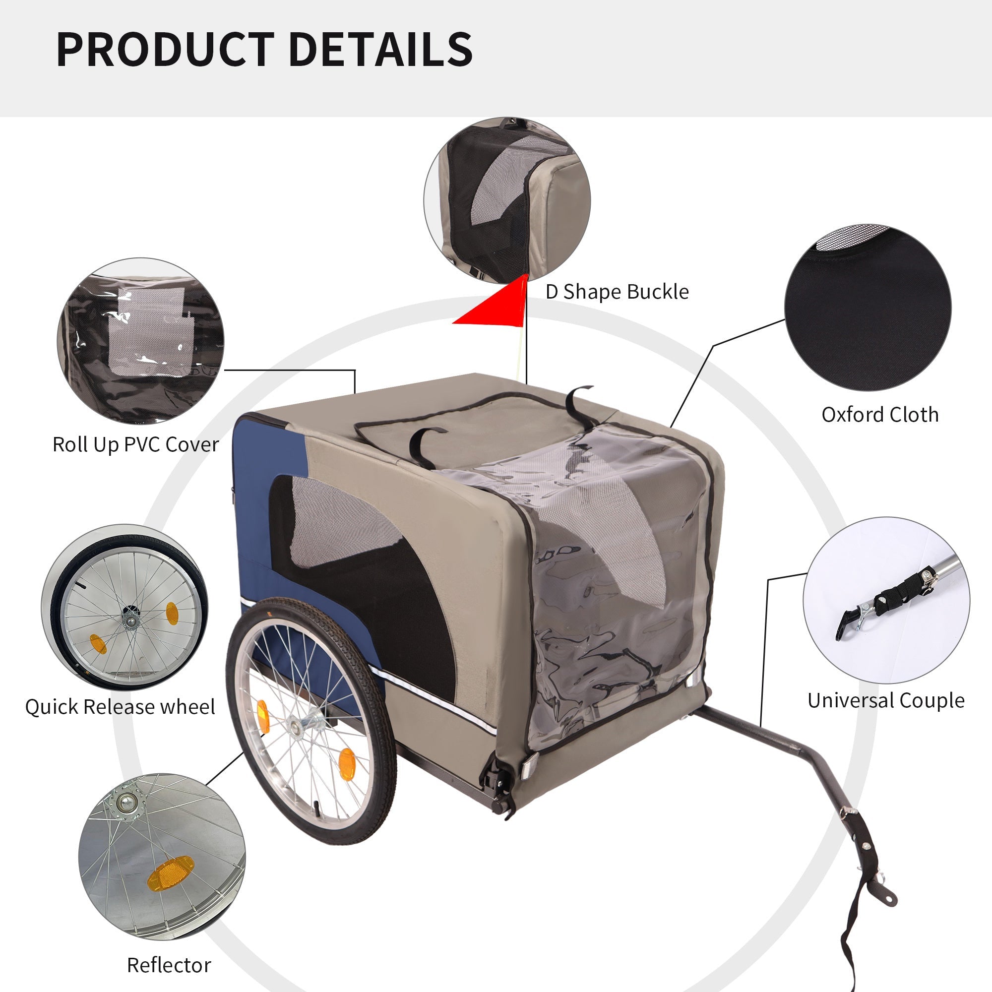 Folding pet trailer with 20 - inch wheels - KiKiUMi