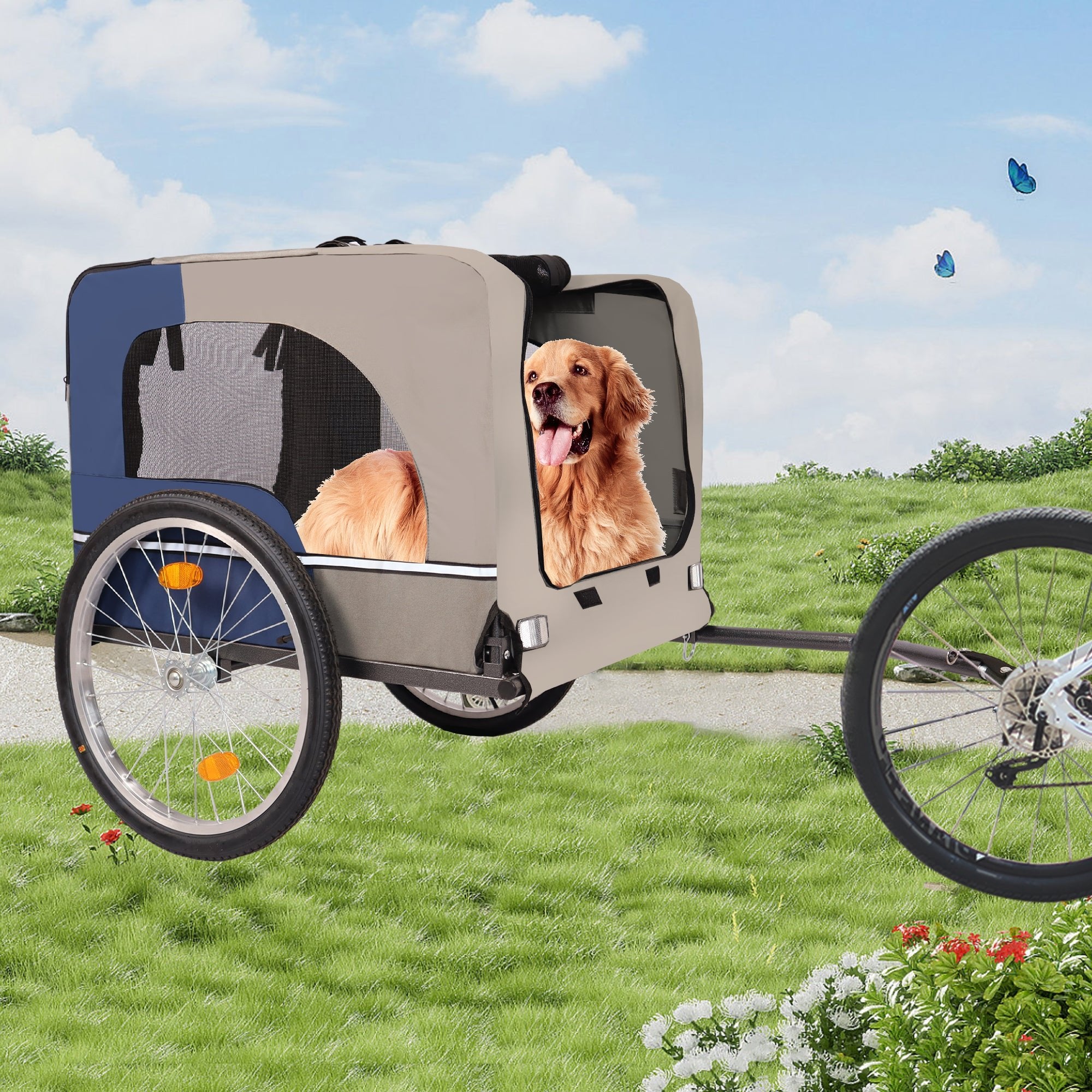 Folding pet trailer with 20 - inch wheels - KiKiUMi