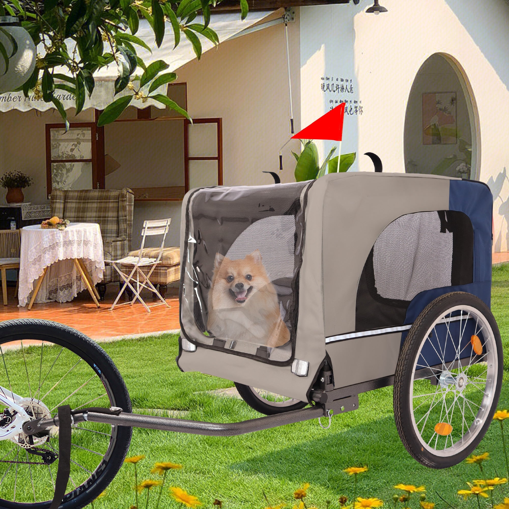 Folding pet trailer with 20 - inch wheels - KiKiUMi