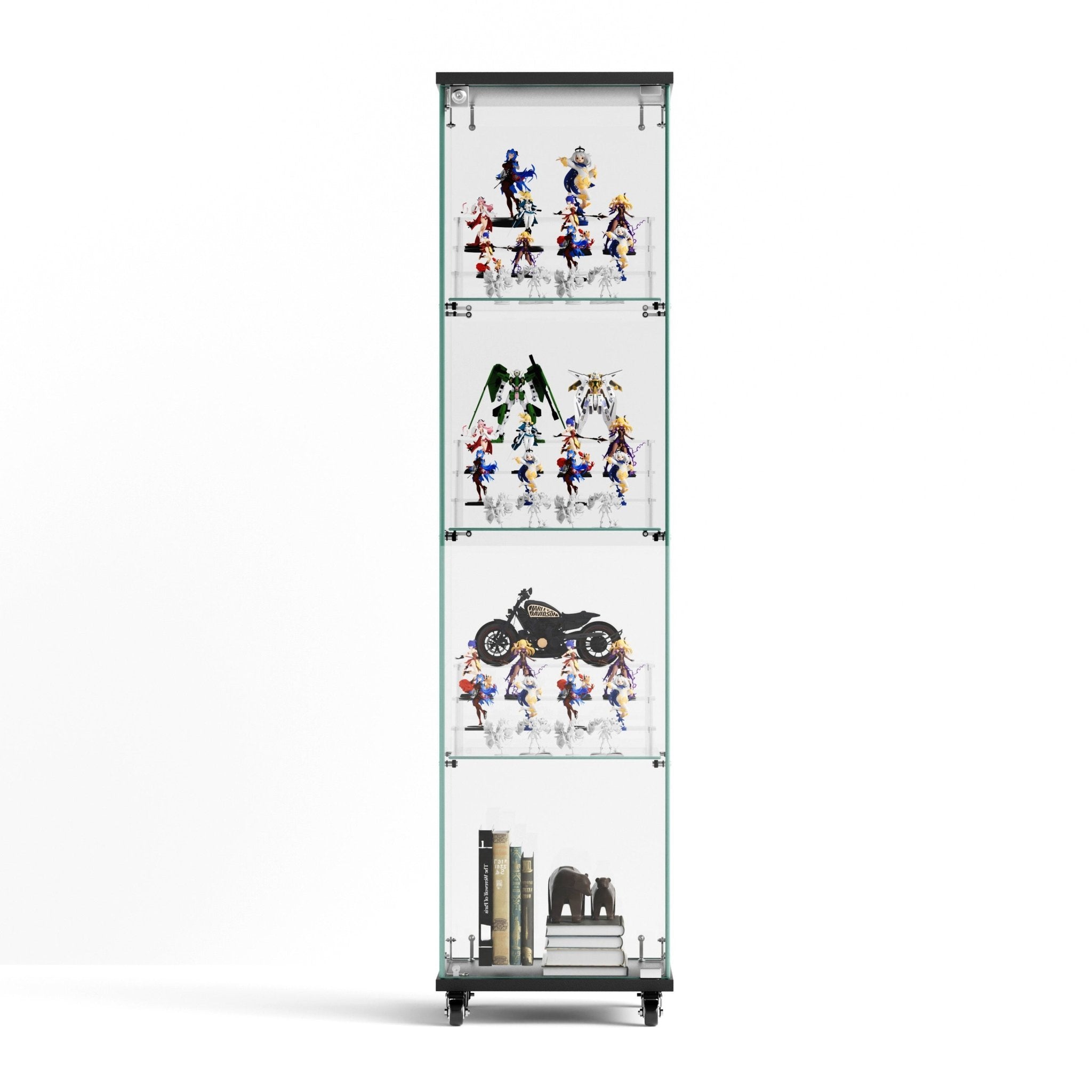 Four - layer double - door glass display cabinet（black）15.8'L x 14.2'W x 65.1'H - KiKiUMi