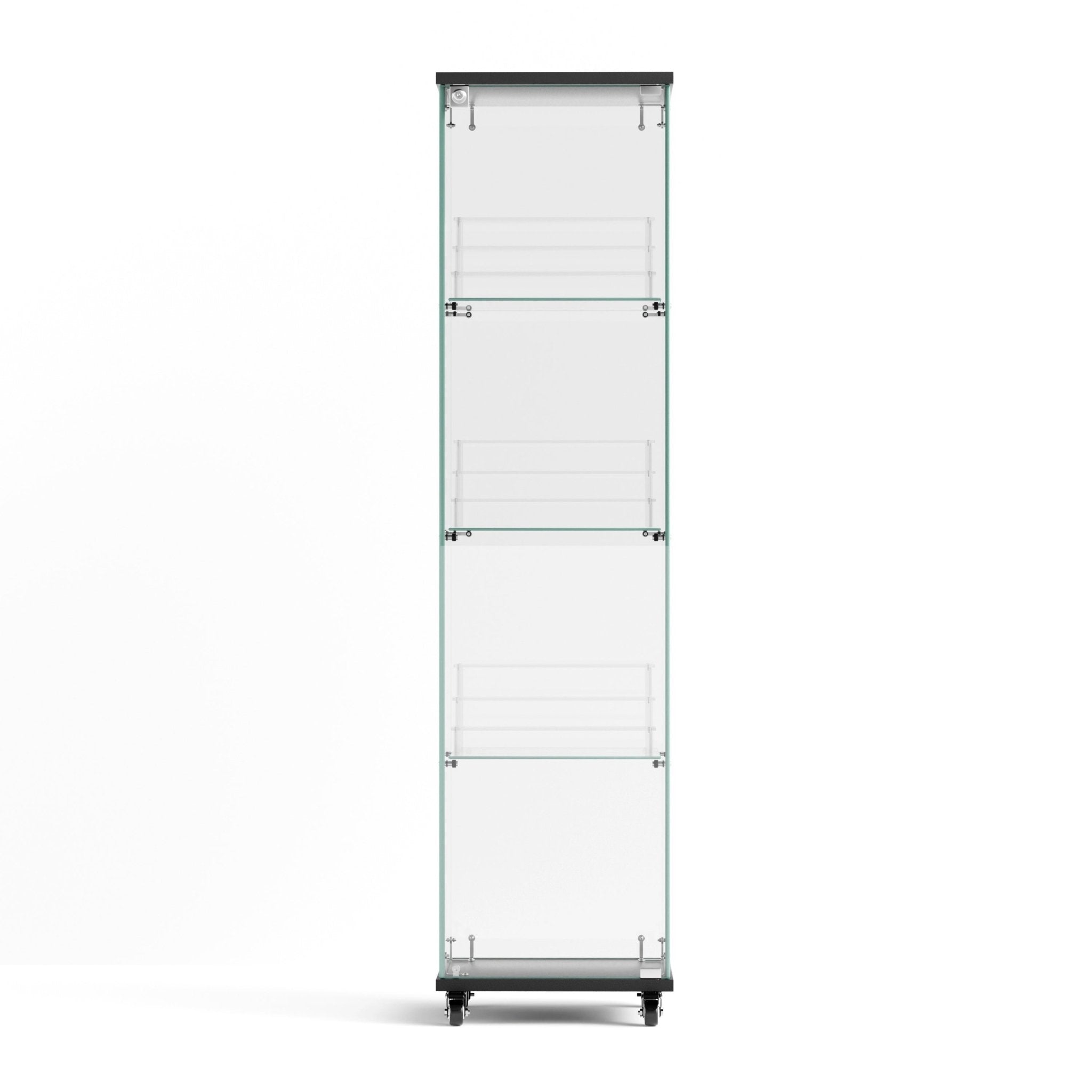 Four - layer double - door glass display cabinet（black）15.8'L x 14.2'W x 65.1'H - KiKiUMi