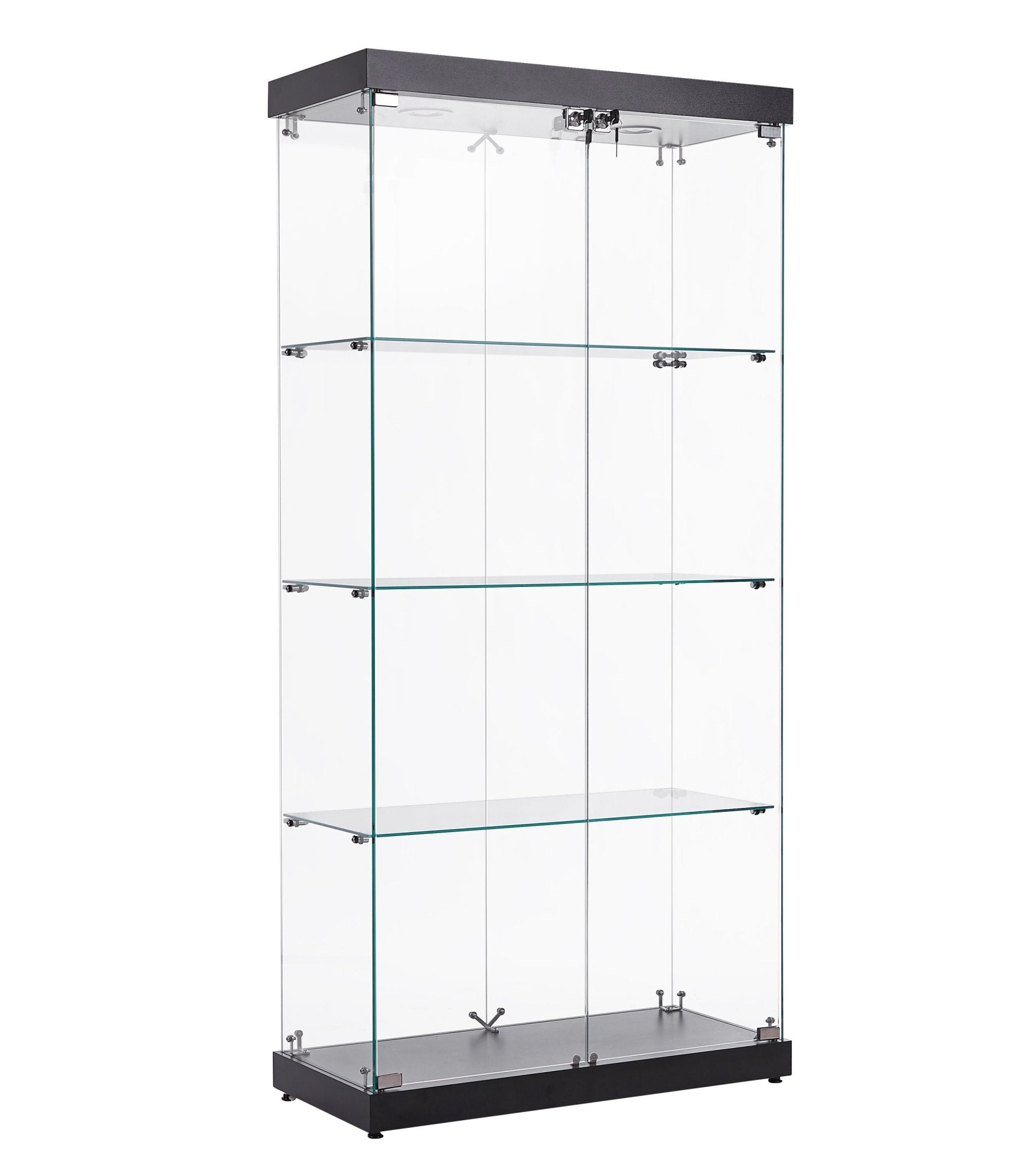 Four - layer double - door glass display cabinet（black）31.5'L x 14.2'W x 66.3'H - KiKiUMi