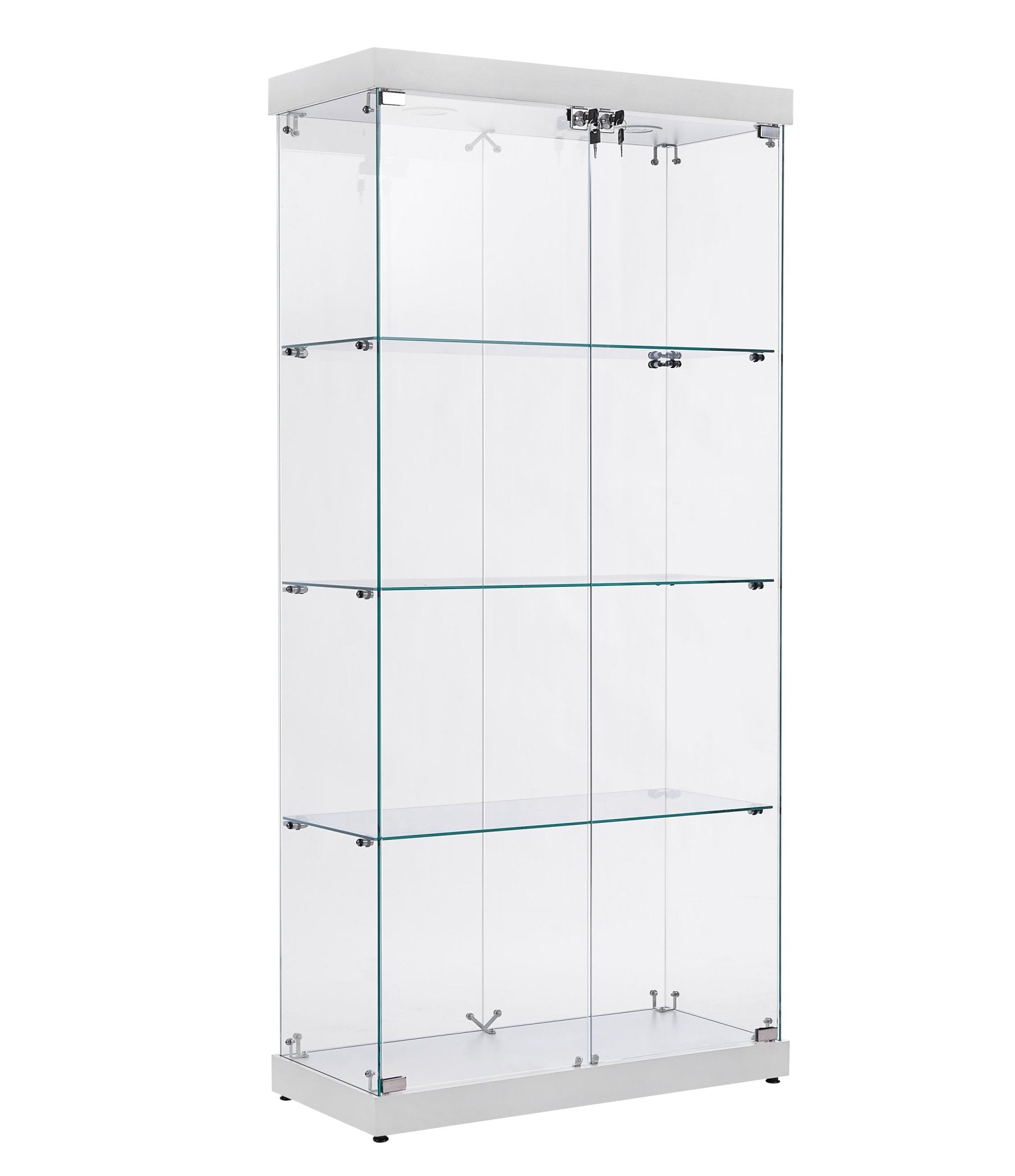 Four - layer double - door glass display cabinet（white） - KiKiUMi