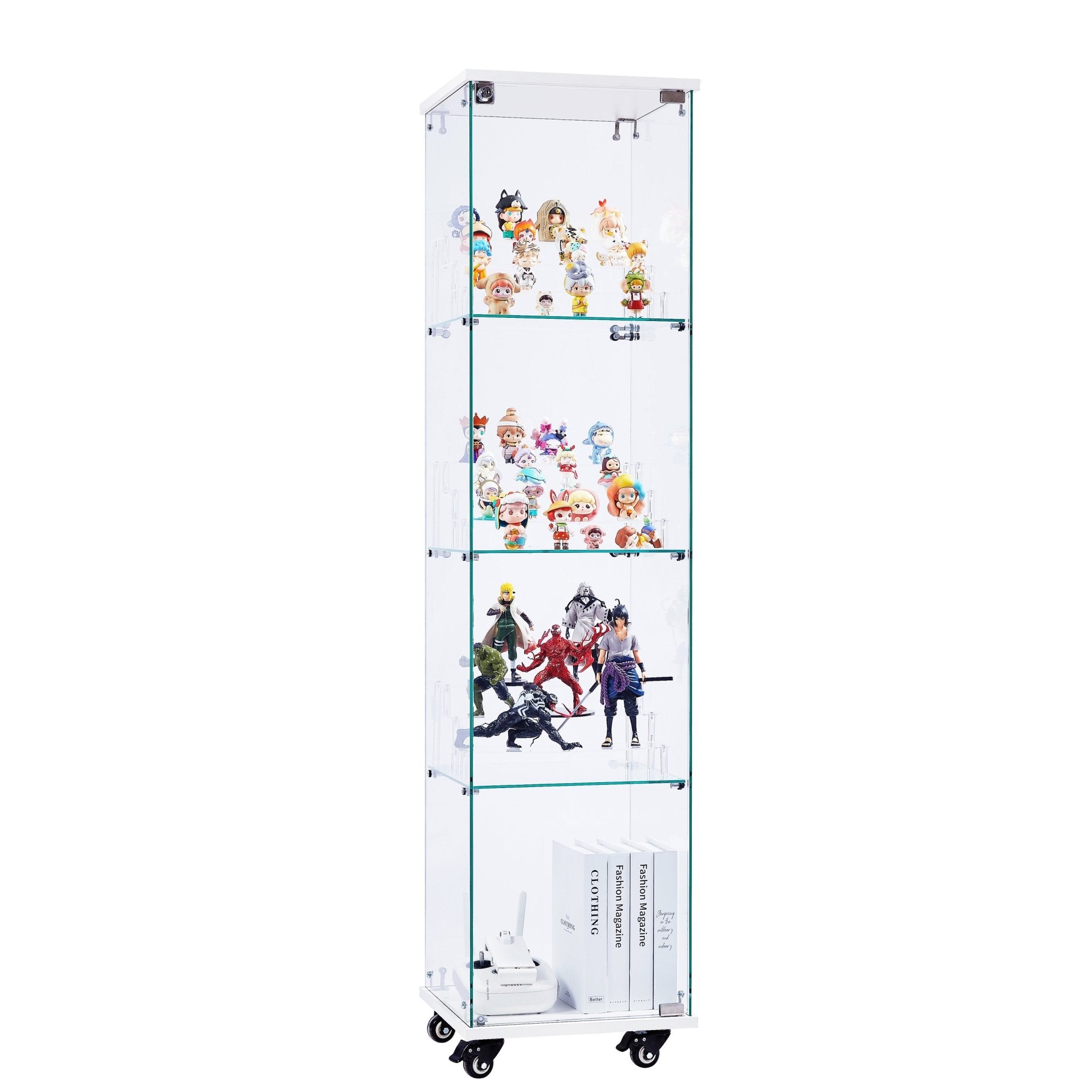 Four - layer double - door glass display cabinet（white）15.8'L x 14.2'W x 65.1'H - KiKiUMi