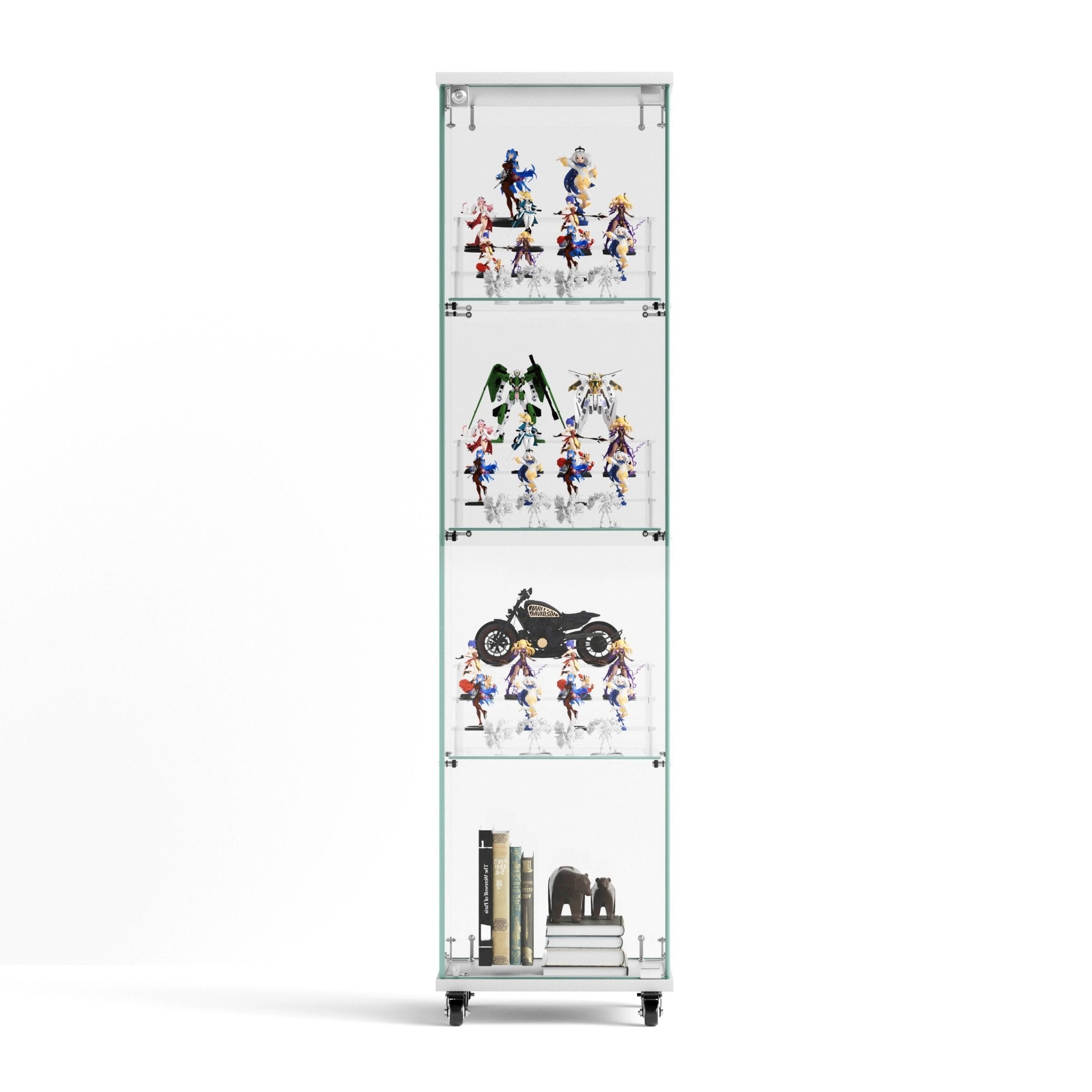 Four - layer double - door glass display cabinet（white）15.8'L x 14.2'W x 65.1'H - KiKiUMi