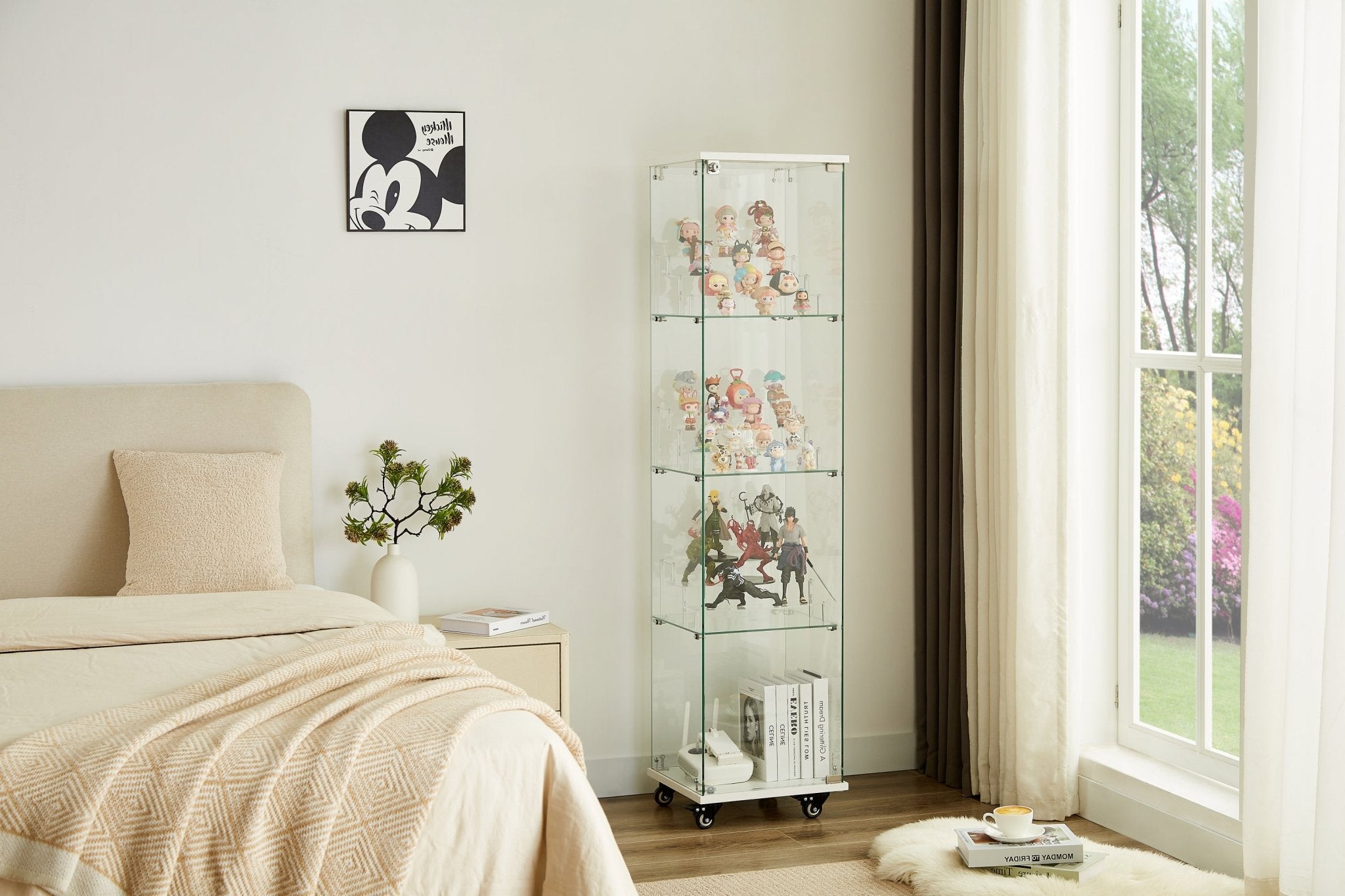 Four - layer double - door glass display cabinet（white）15.8'L x 14.2'W x 65.1'H - KiKiUMi