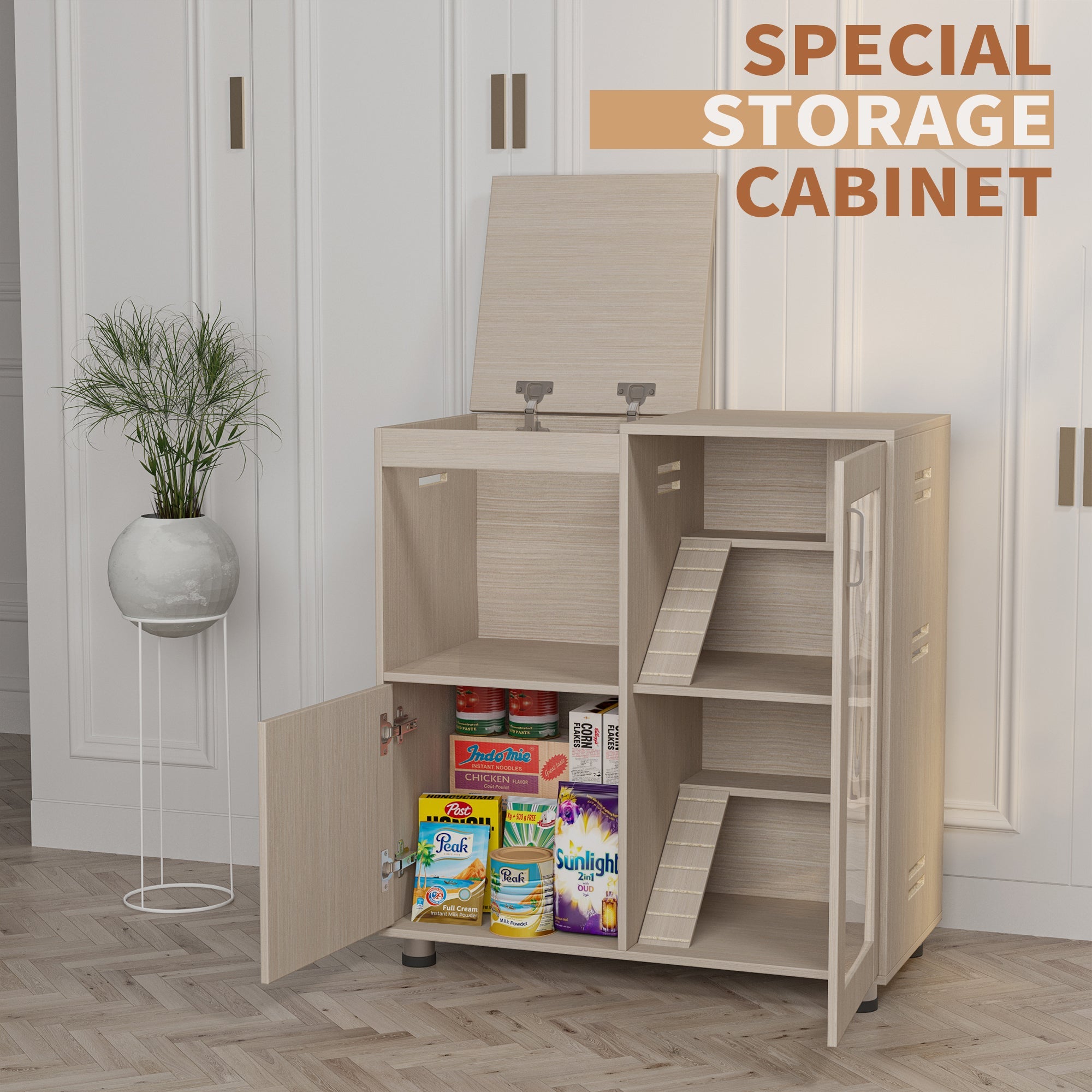 Four layers of wooden hamster, guinea pig and totoro cages with storage cabinets - KiKiUMi