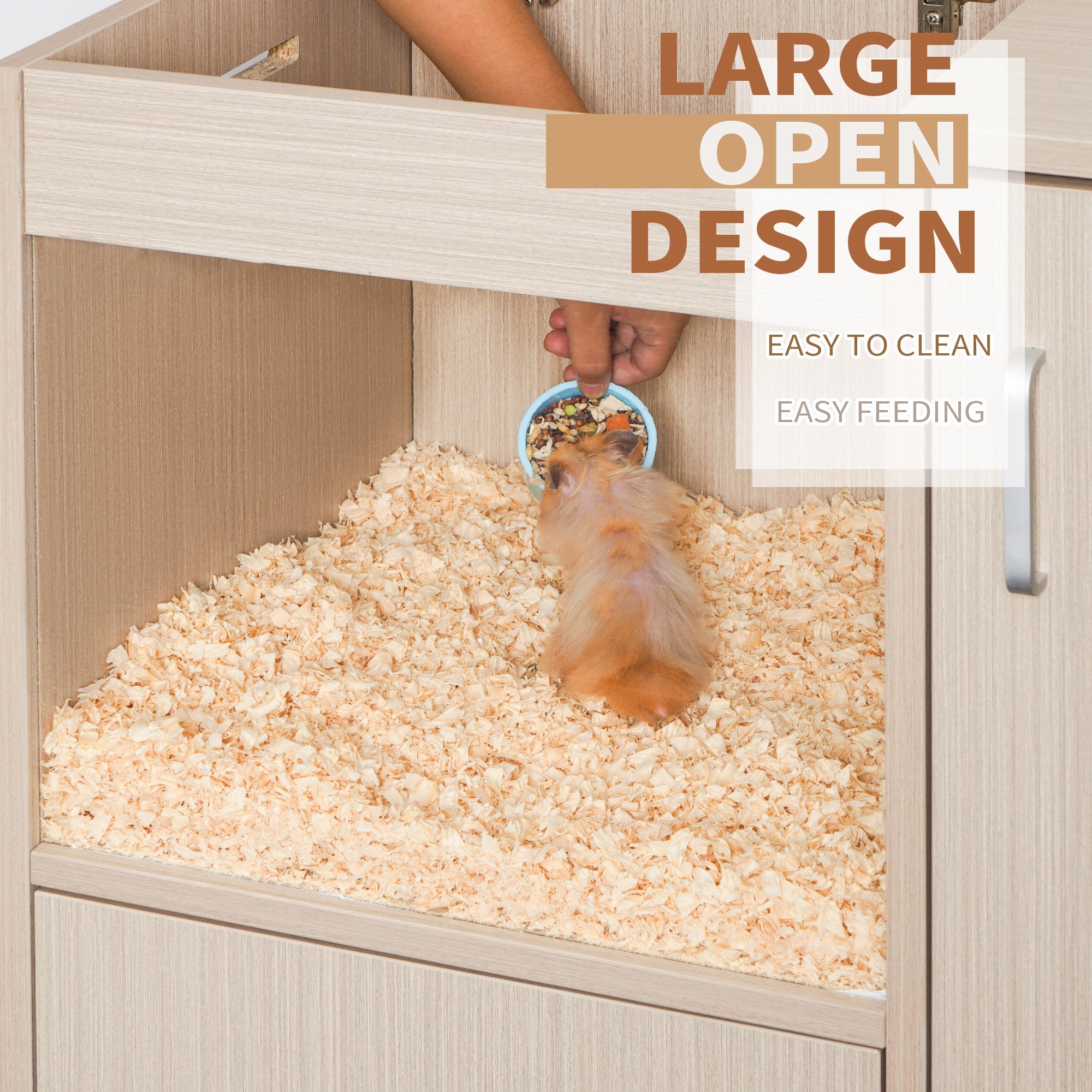 Four layers of wooden hamster, guinea pig and totoro cages with storage cabinets - KiKiUMi