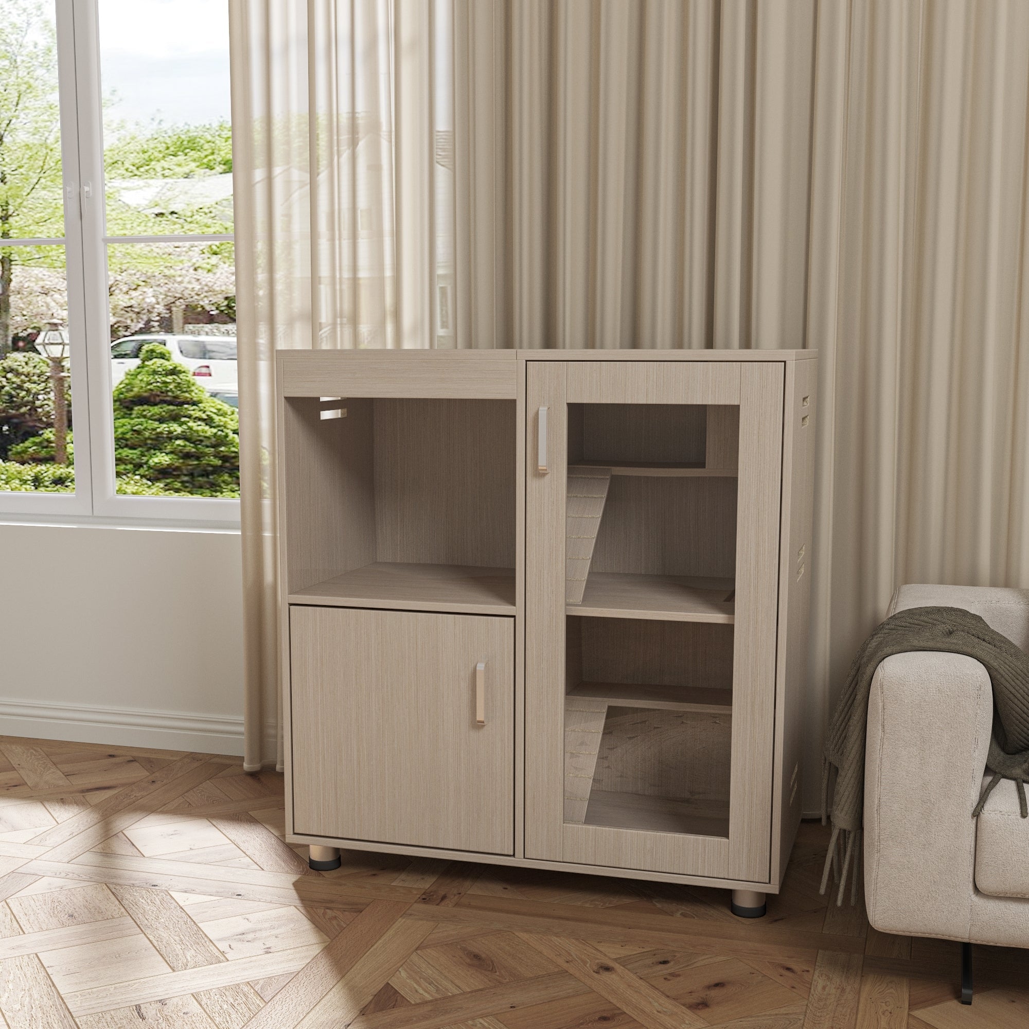 Four layers of wooden hamster, guinea pig and totoro cages with storage cabinets - KiKiUMi