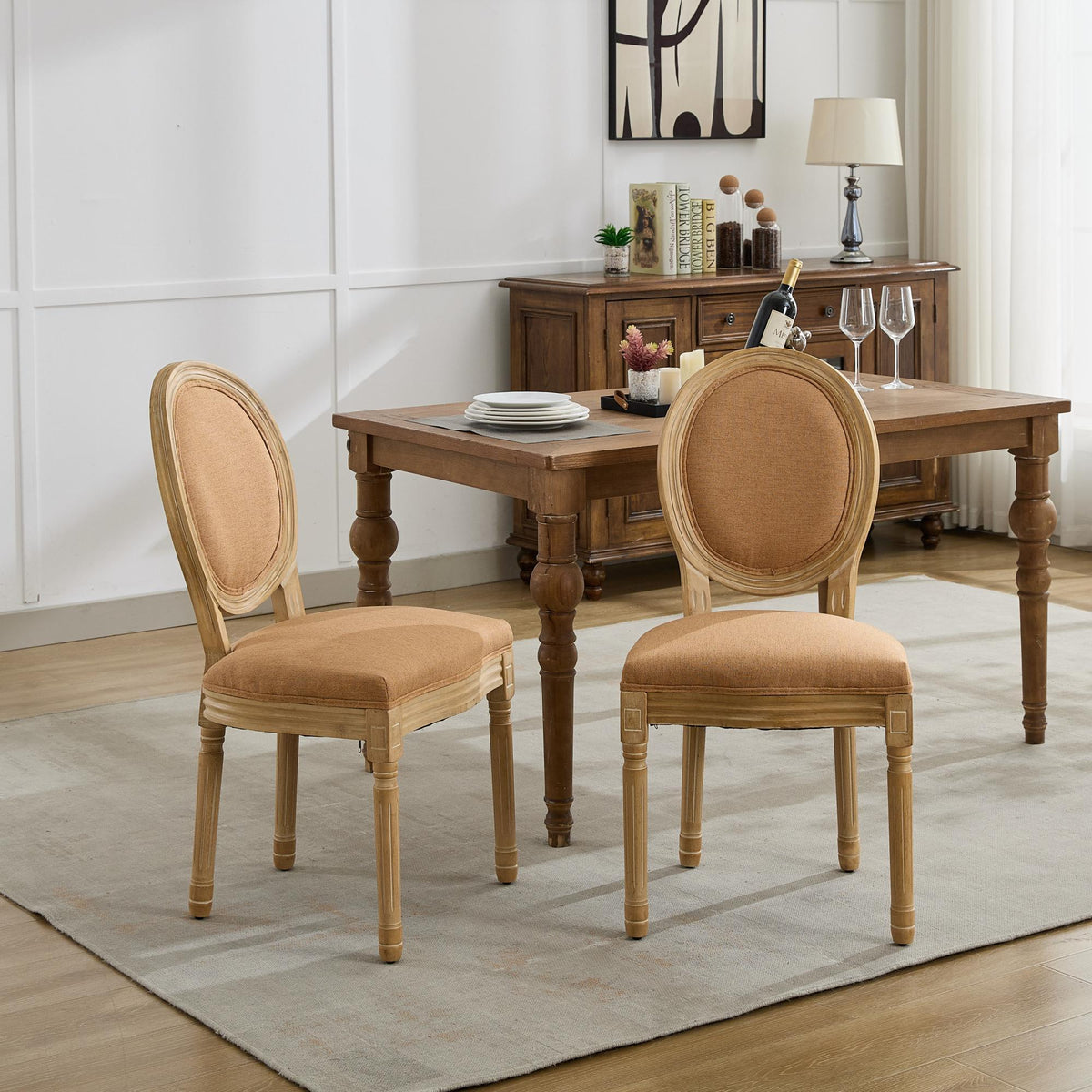 French vintage dining chairs(tan) - KiKiUMi