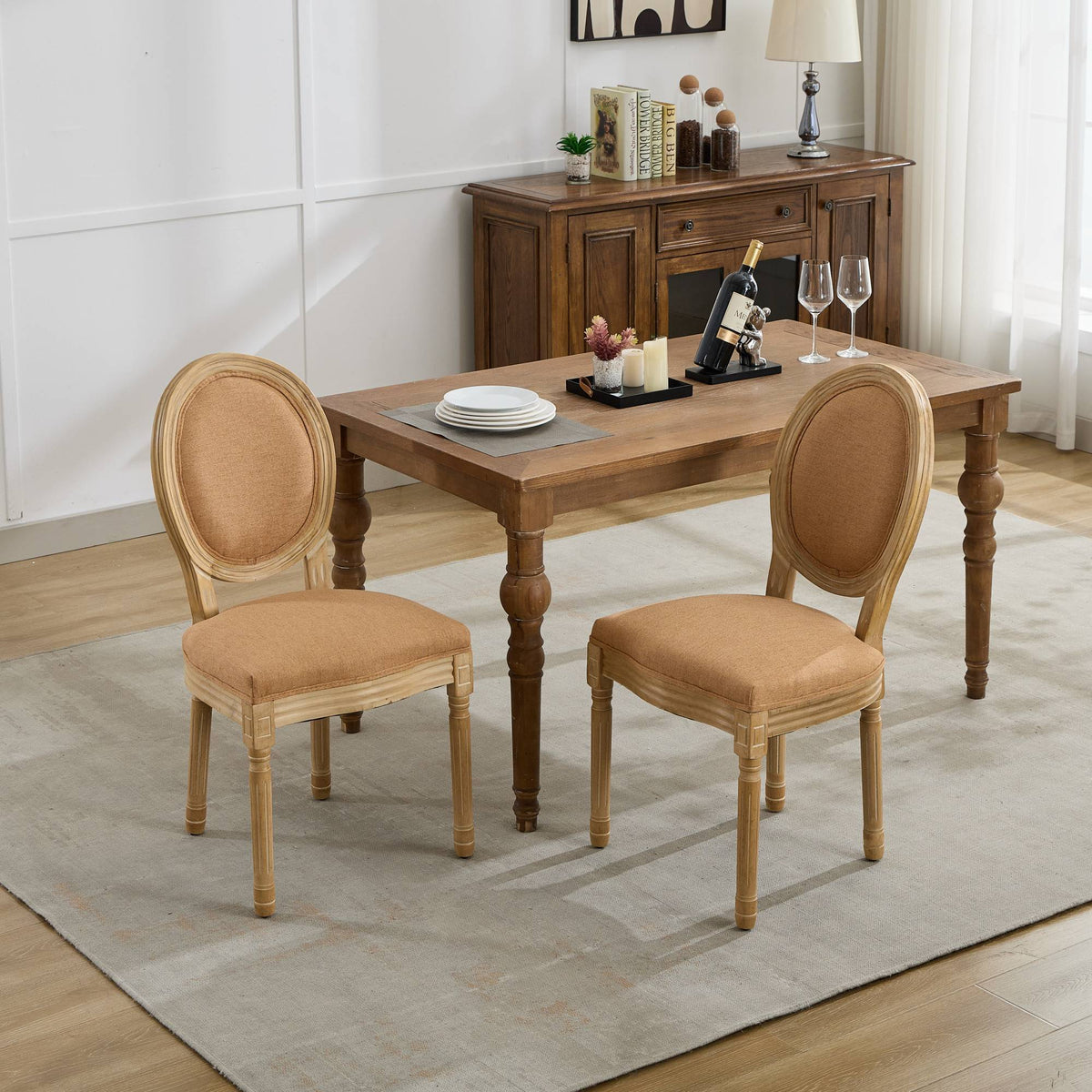 French vintage dining chairs(tan) - KiKiUMi