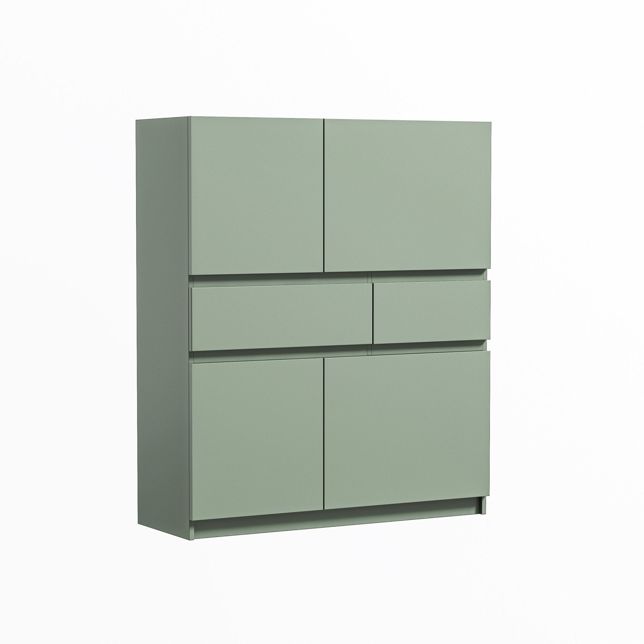 Green wooden storage cabinet with 4 doors and 2 drawers - KiKiUMi
