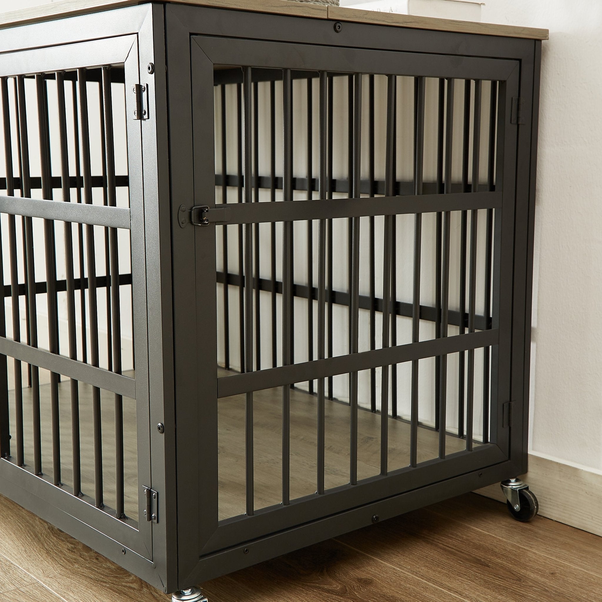 Grey furniture - style dog box with side openings - KiKiUMi