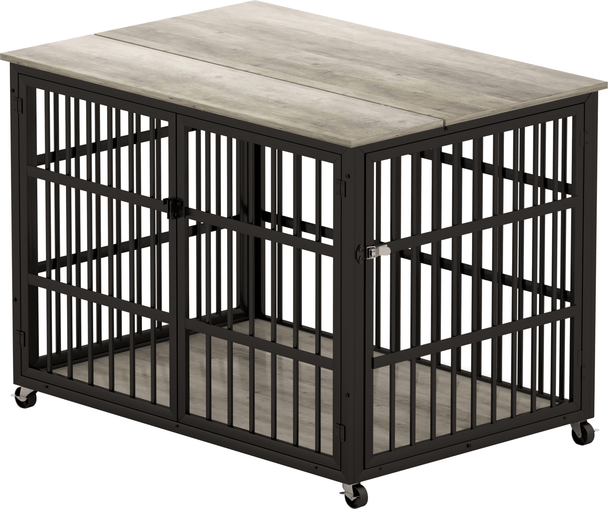 Grey furniture - style dog box with side openings - KiKiUMi