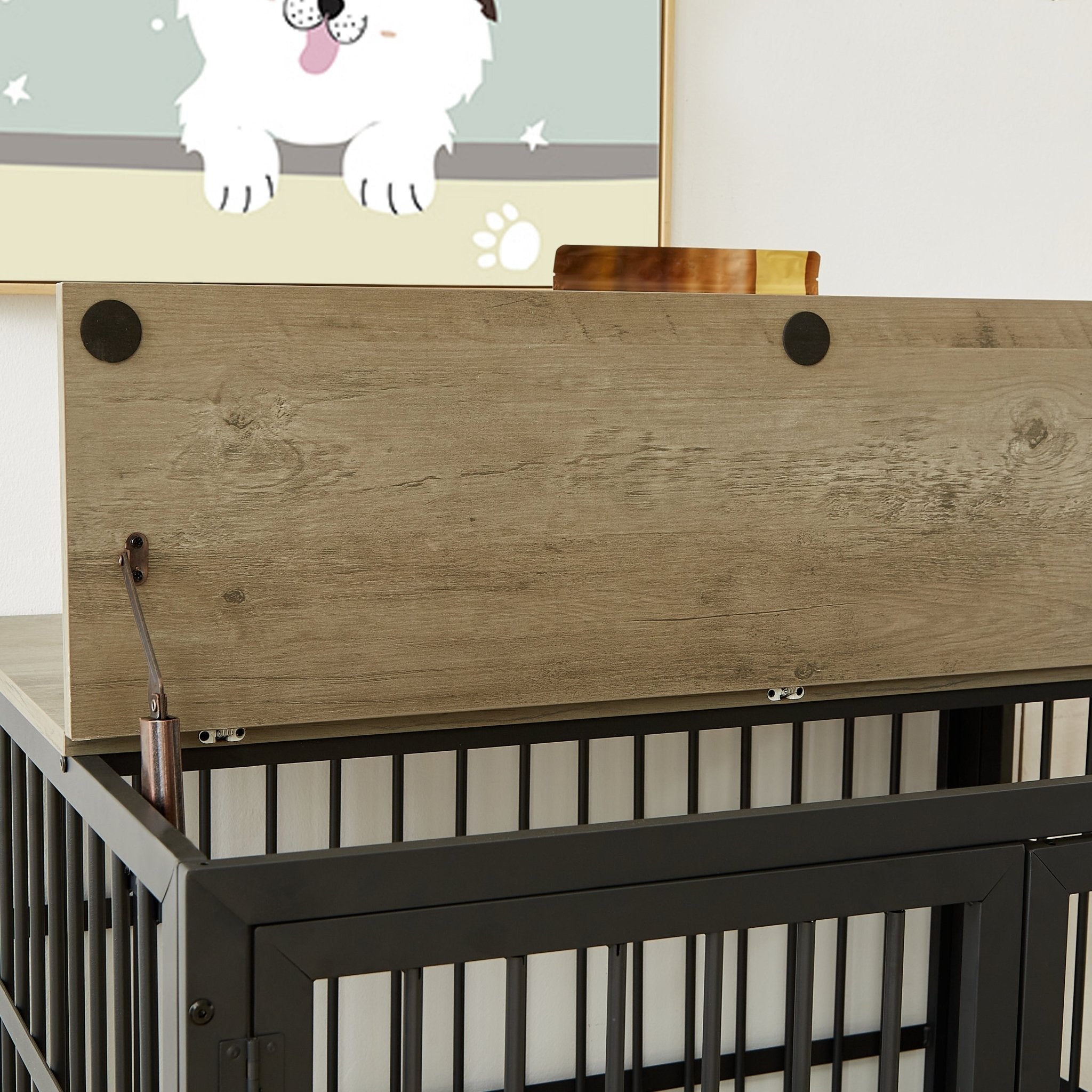 Grey furniture - style dog box with side openings - KiKiUMi