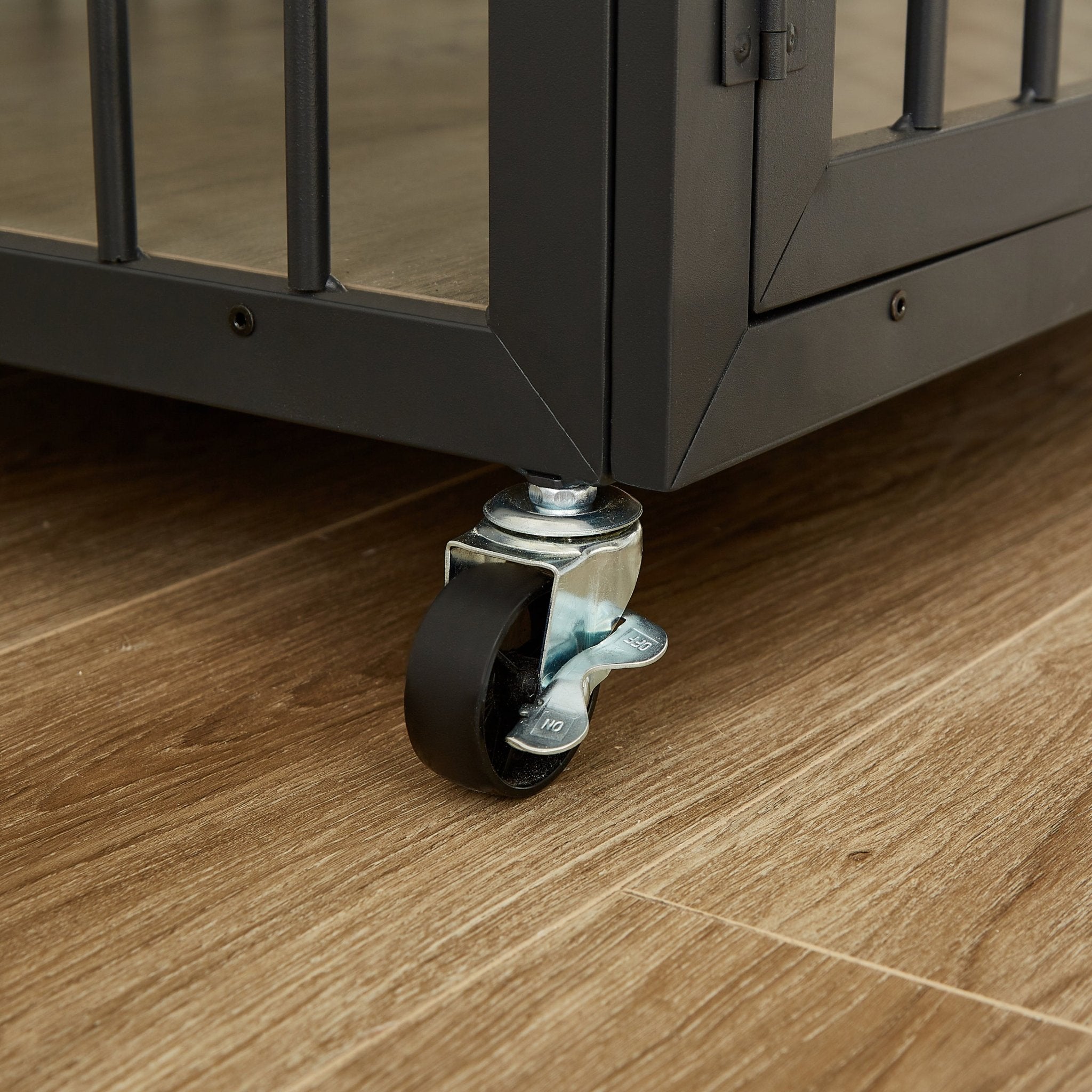 Grey furniture - style dog box with side openings - KiKiUMi