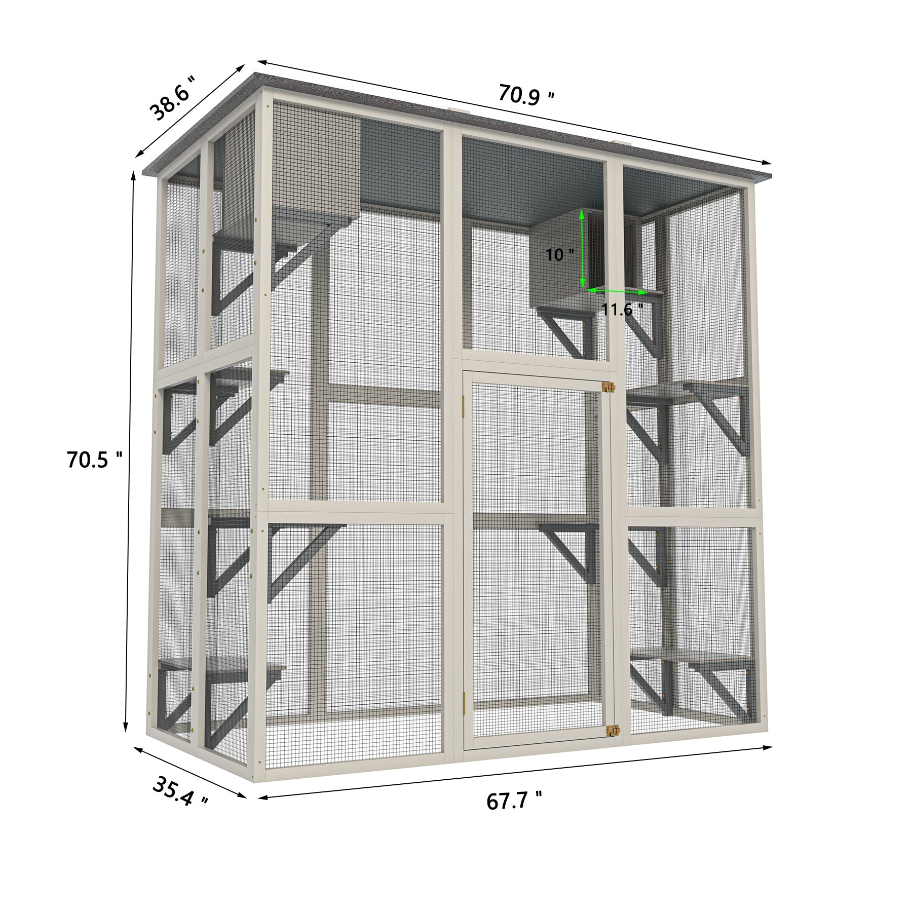 Grey solid wood cat cage and dog house apartment - KiKiUMi