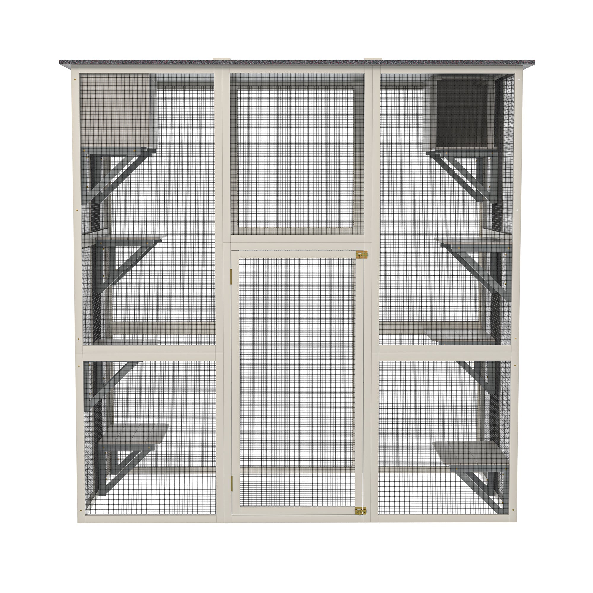 Grey solid wood cat cage and dog house apartment - KiKiUMi
