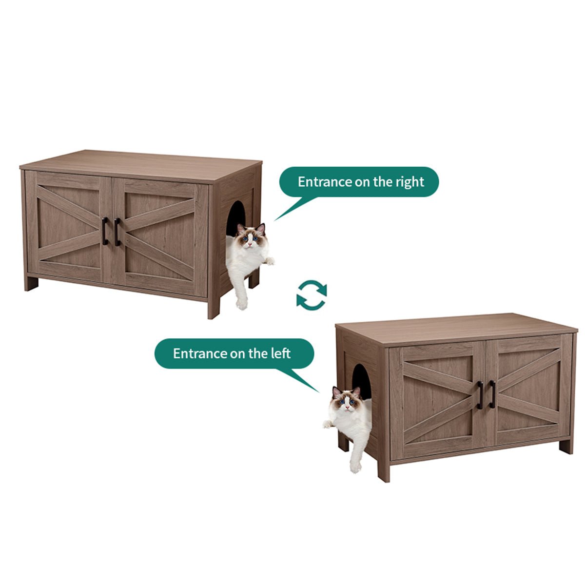 Grey wooden cat bathroom furniture - KiKiUMi