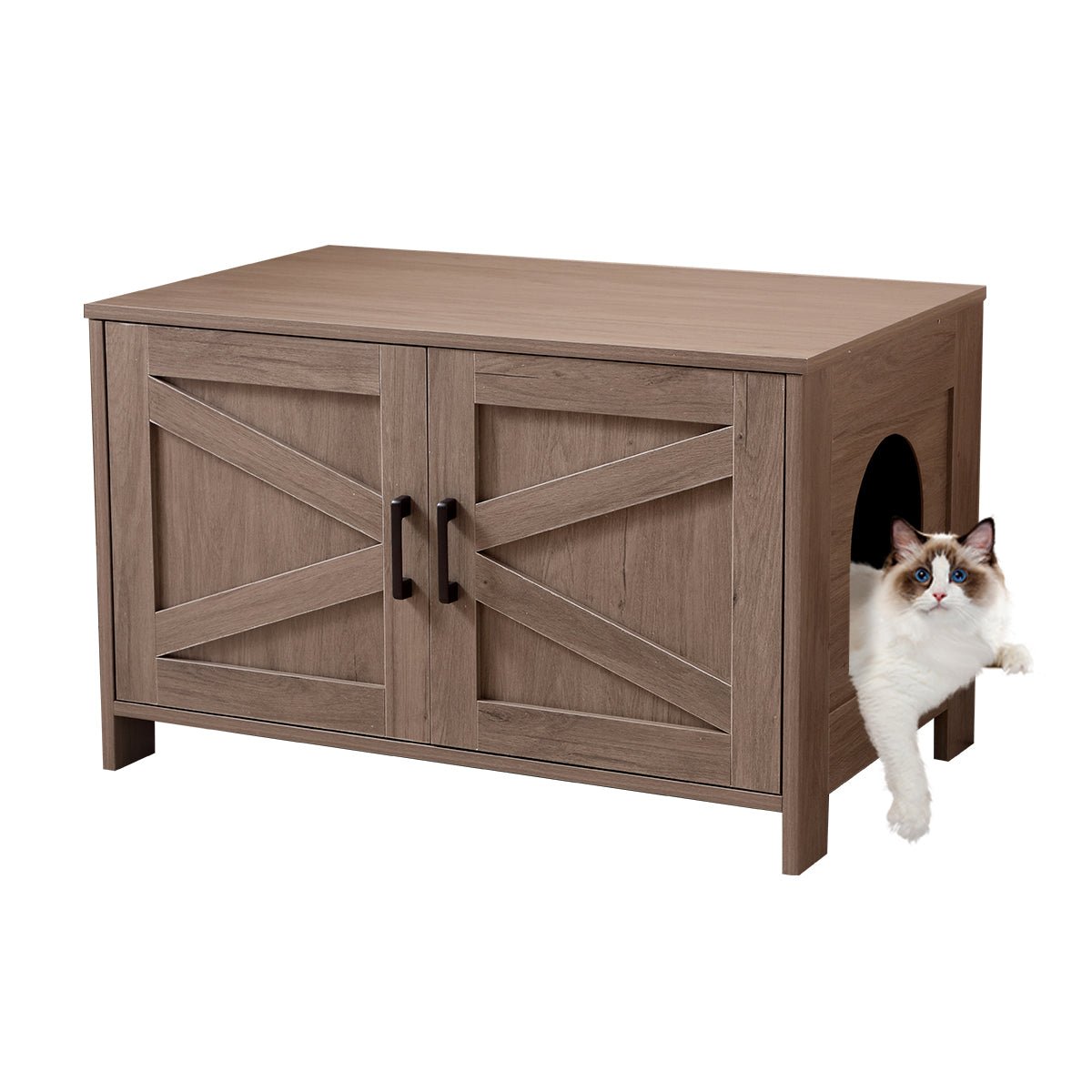 Grey wooden cat bathroom furniture - KiKiUMi