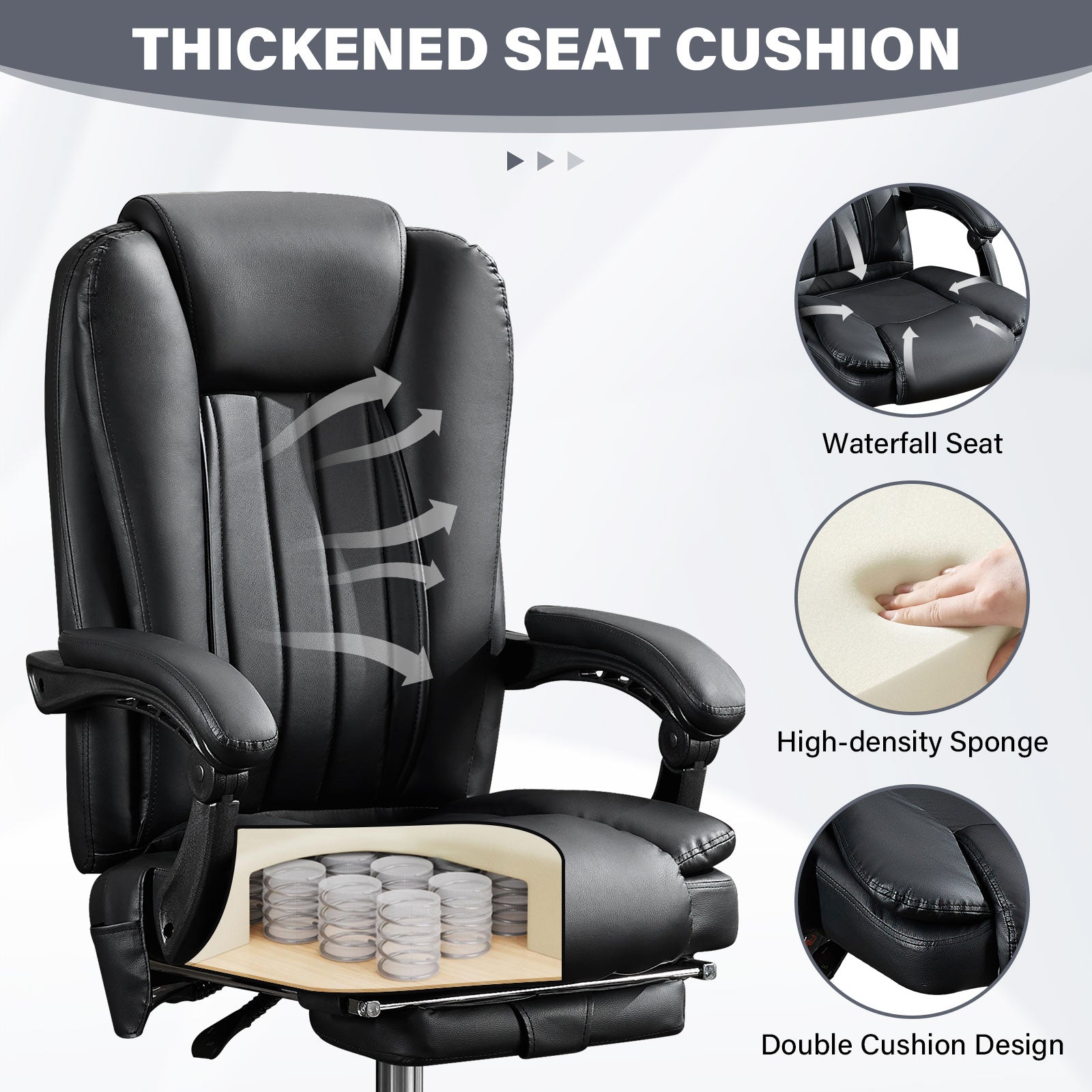 Heated massage adjustable executive office chair（black） - KiKiUMi