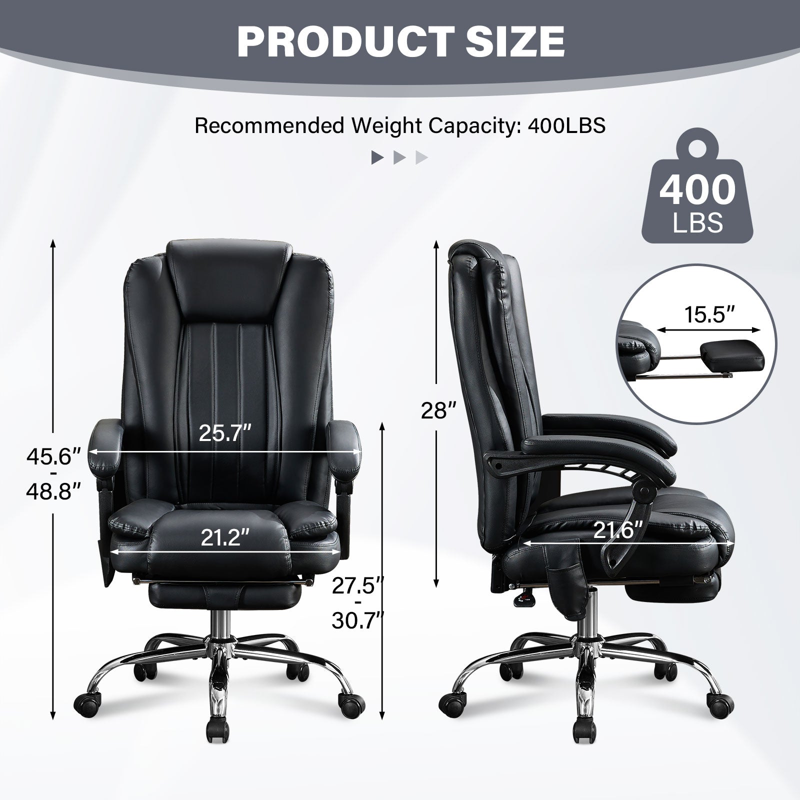 Heated massage adjustable executive office chair（black） - KiKiUMi