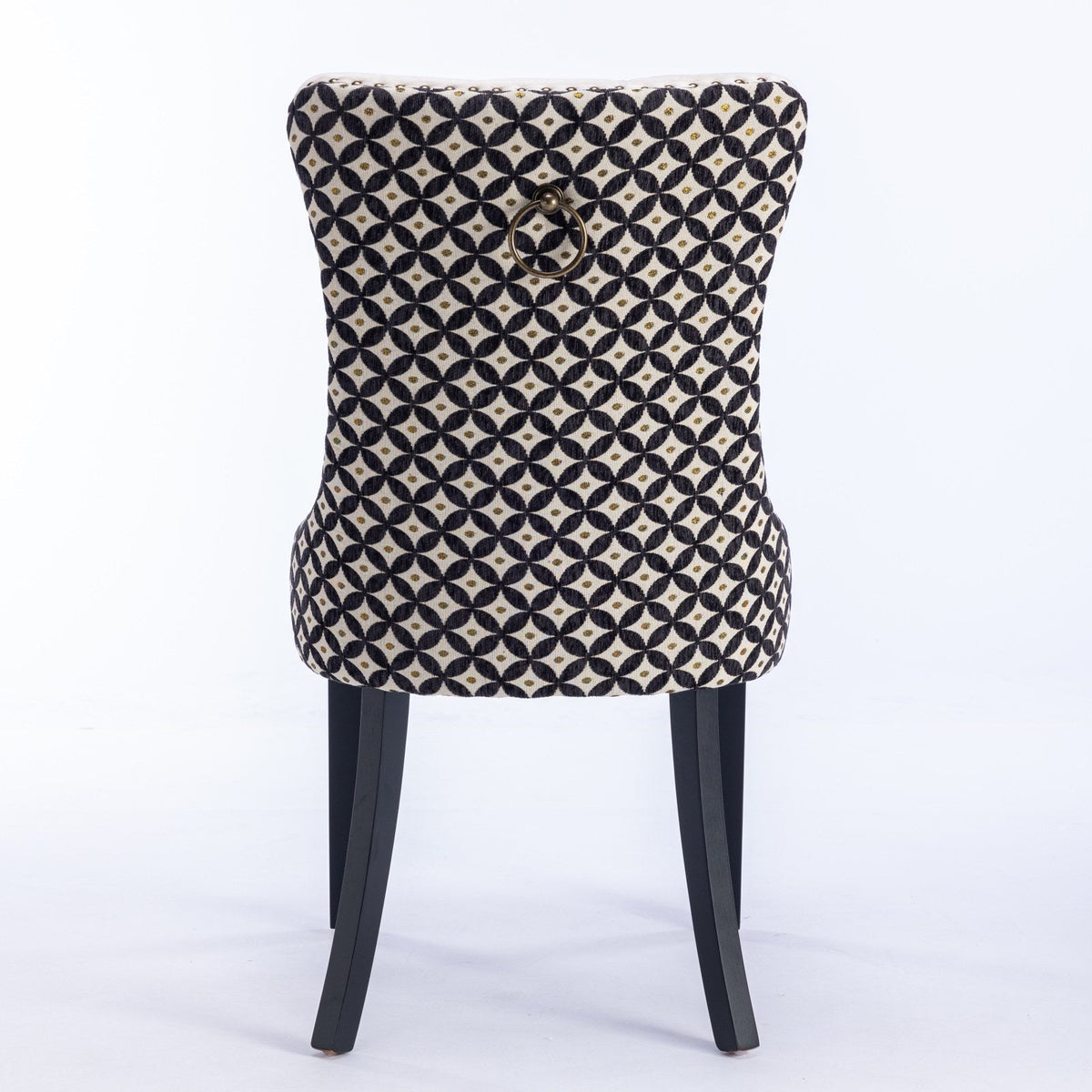 High-end tufted solid wood modern velvet padded dining chair(beige) - KiKiUMi