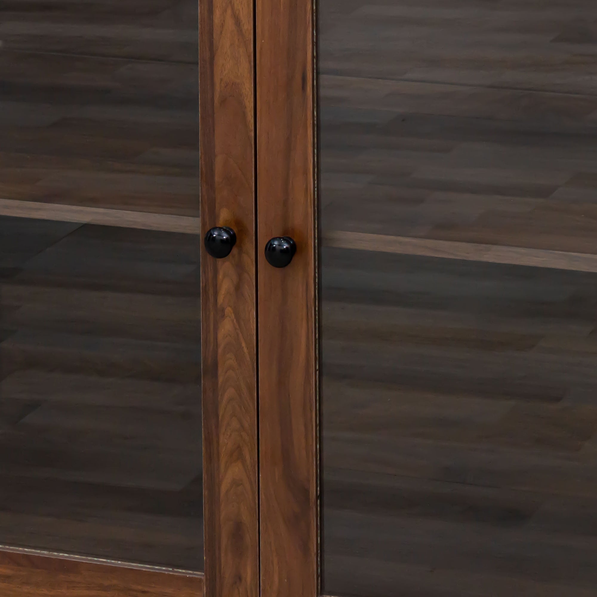 Independent food cabinet, 4 doors, 4 drawers and microwave cabinet（walnut） - KiKiUMi
