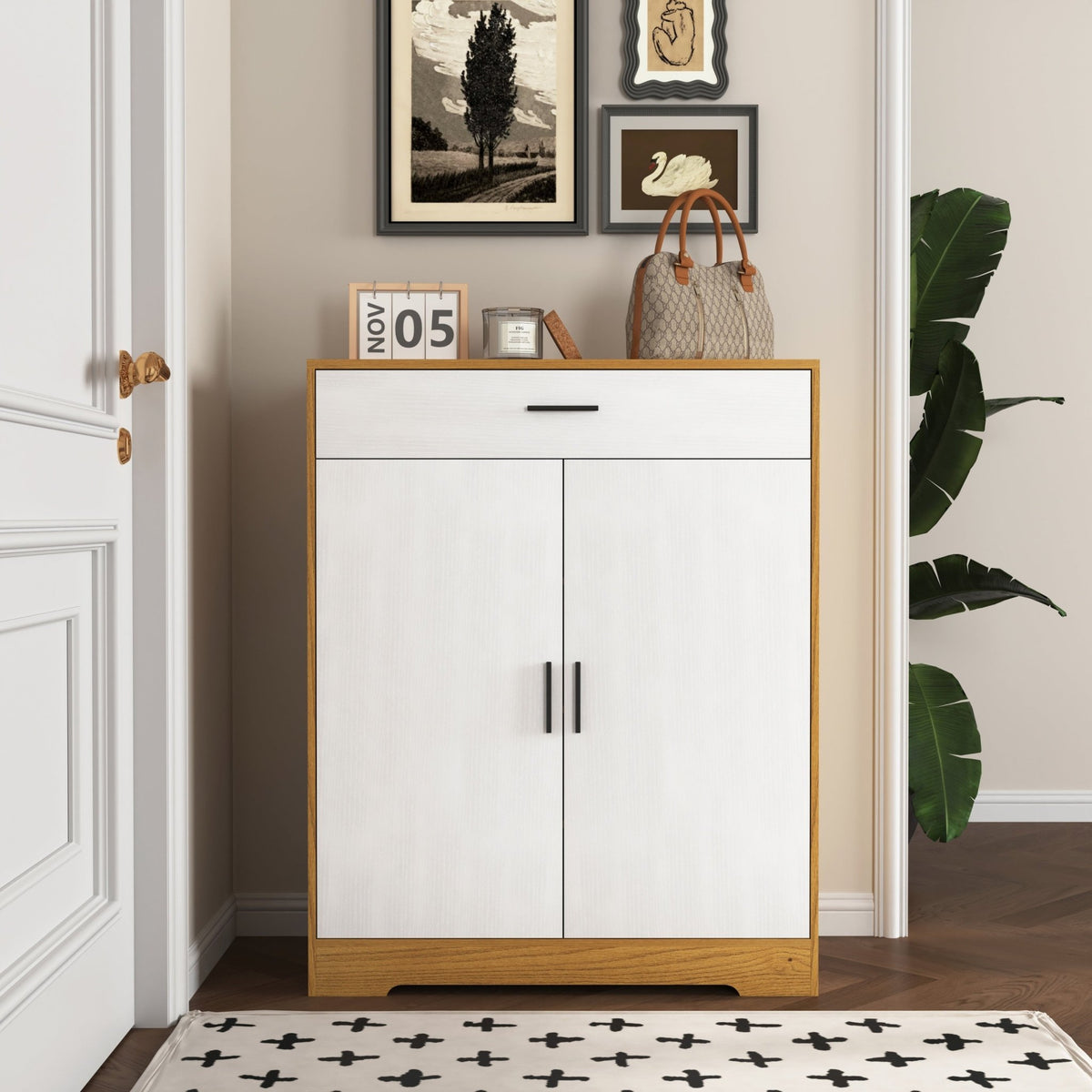 Independent wooden shoe cabinet organizer - KiKiUMi