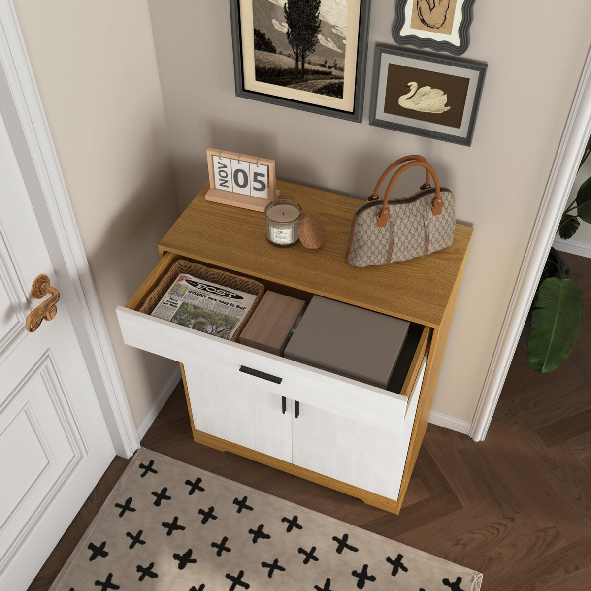 Independent wooden shoe cabinet organizer - KiKiUMi