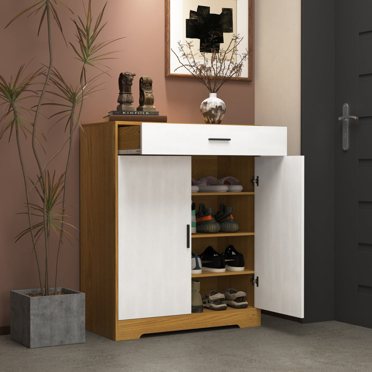 Independent wooden shoe cabinet organizer - KiKiUMi