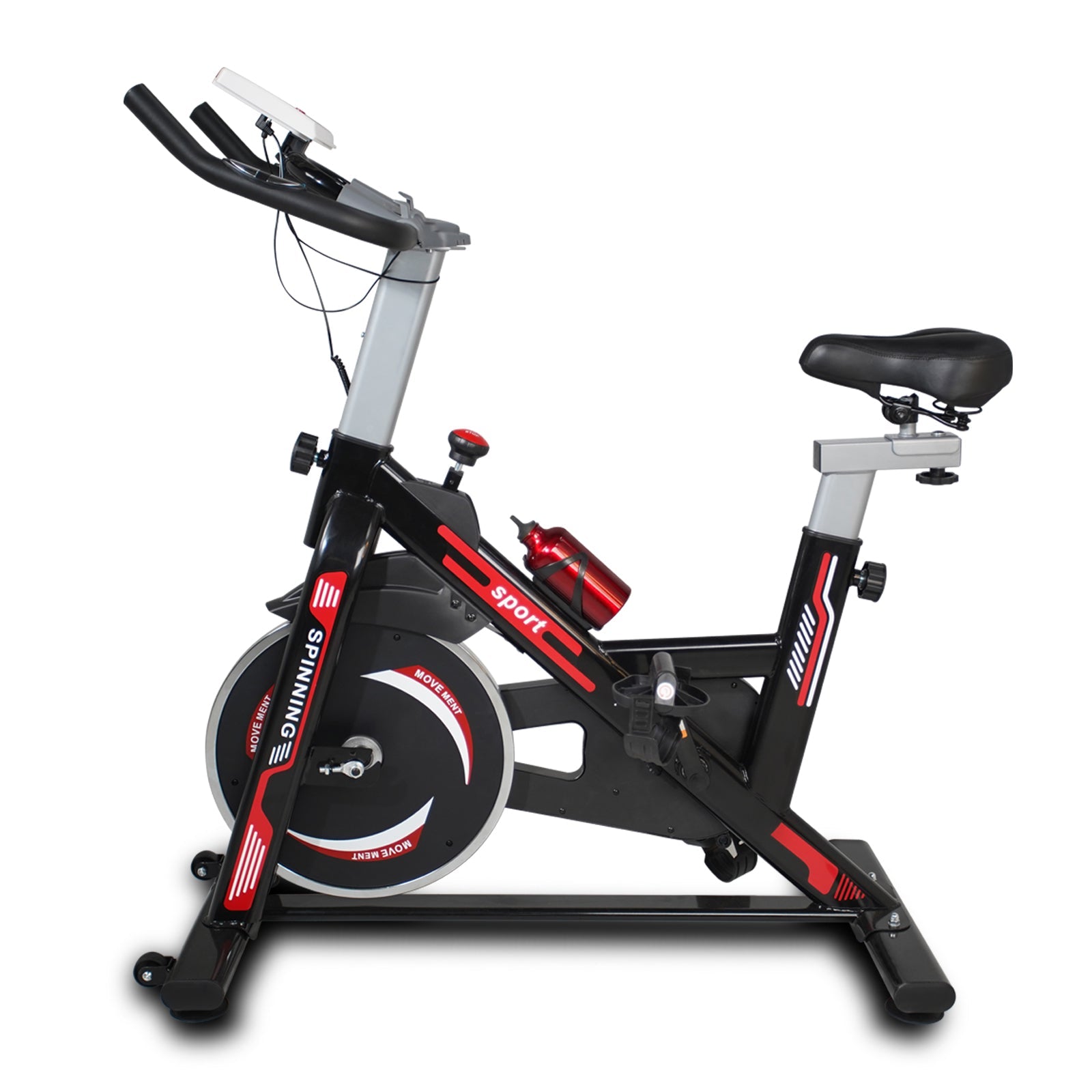 Indoor Exercise Bike Cycling Bike with Comfortable Seat Cushion Black+Red - KiKiUMi
