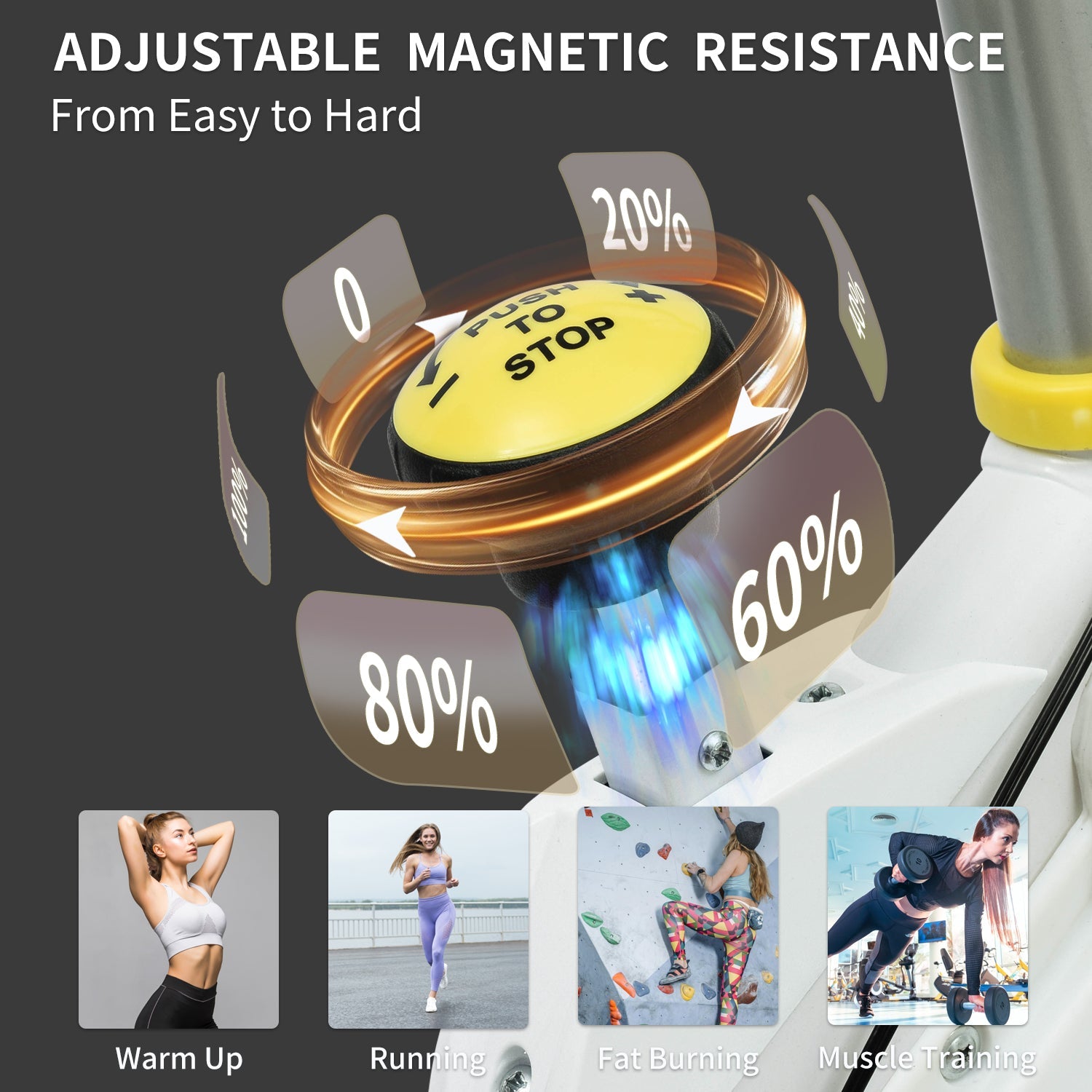 Indoor Exercise Bike Cycling Bike with Comfortable Seat Cushion Yellow+White - KiKiUMi