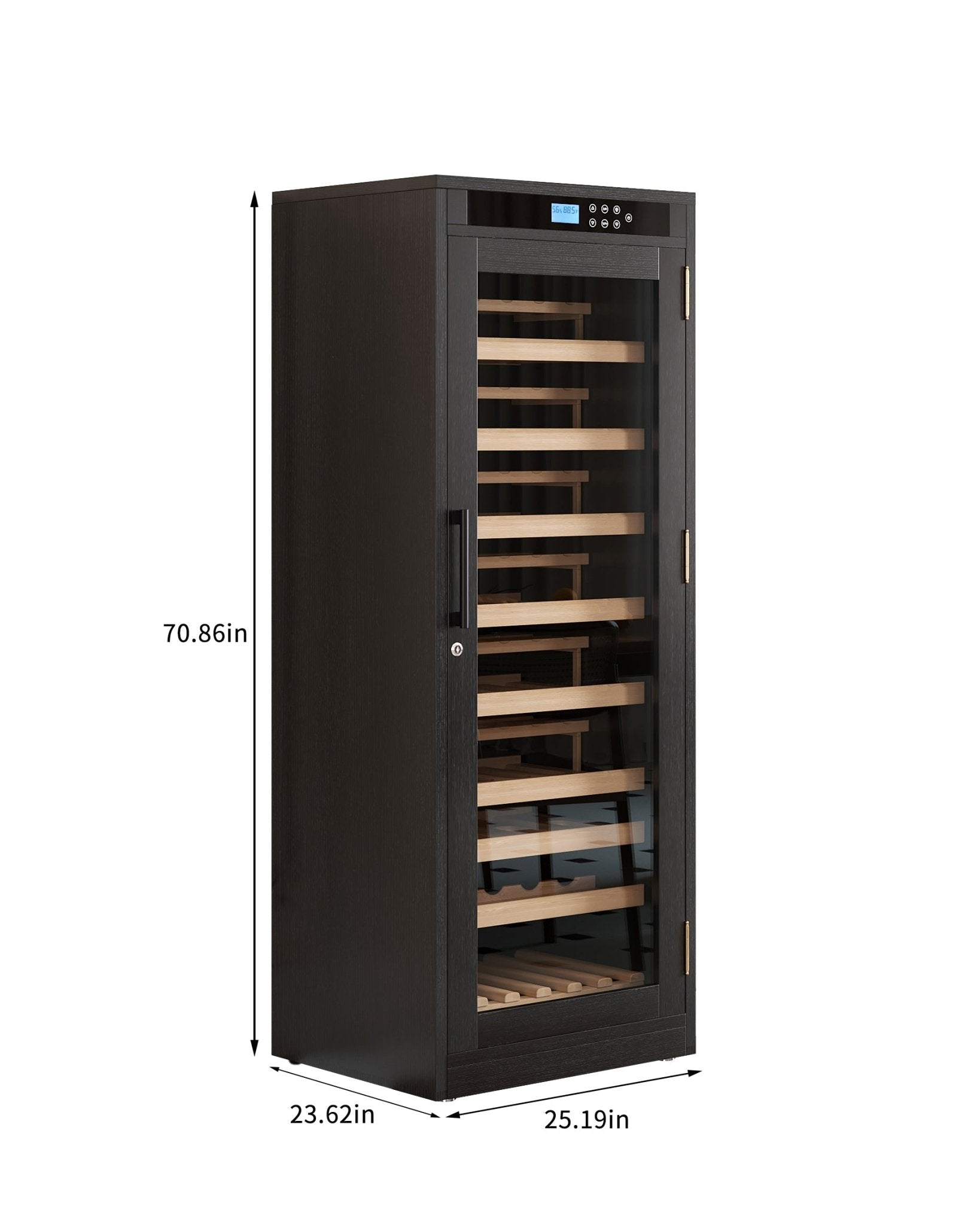 Intelligent Temperature - Controlled Multi - Tiered Black Grape Wine Cabinet - KiKiUMi