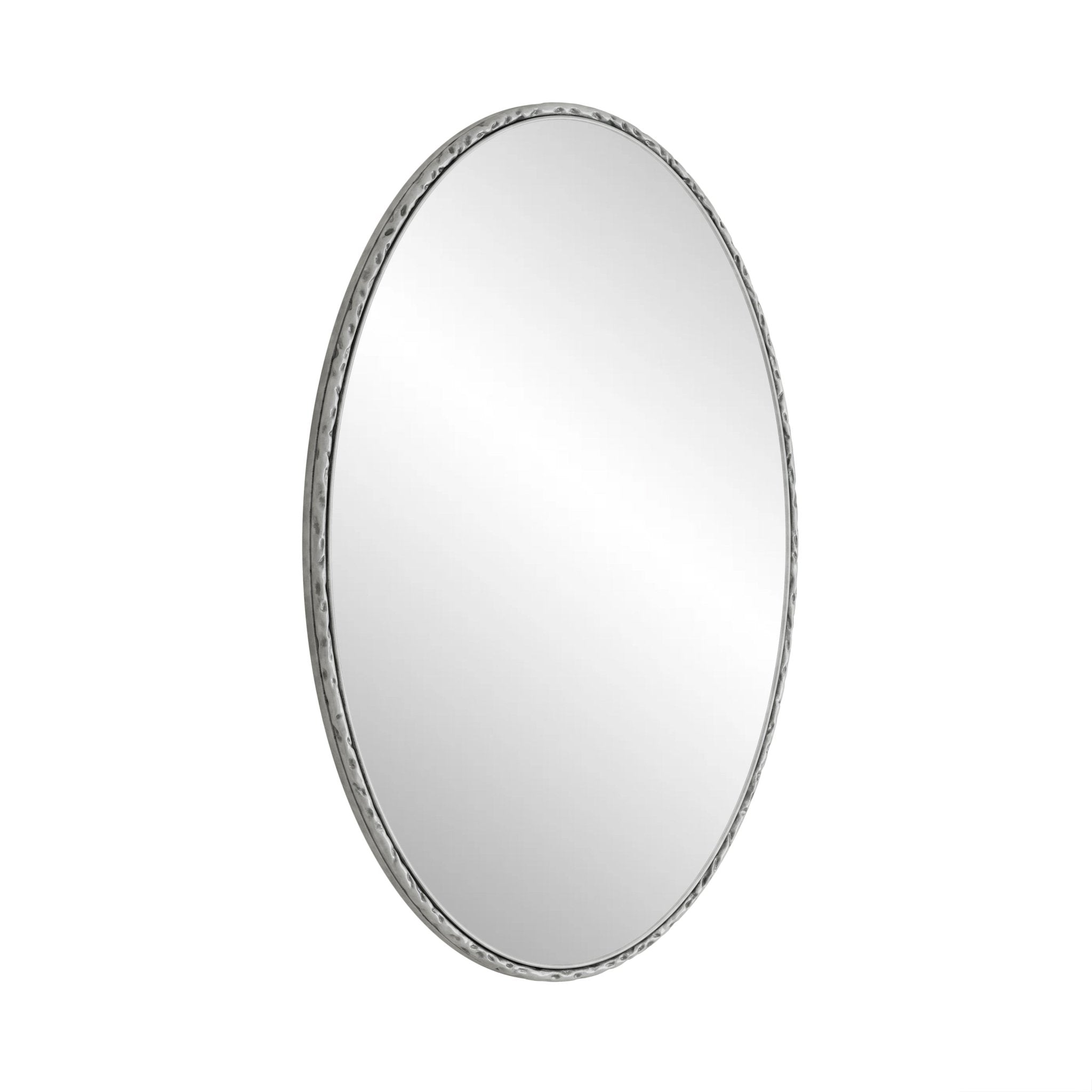 Ironwork oval - shaped retro mirror with a glass and medium - density fiberboard frame - KiKiUMi