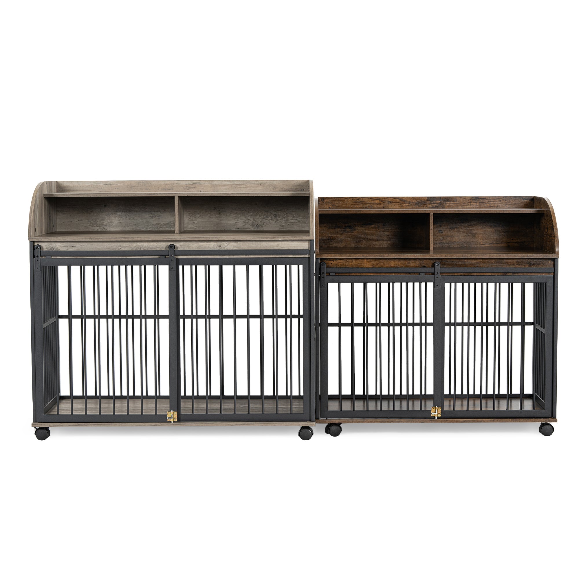 Large grey dog crate furniture - KiKiUMi