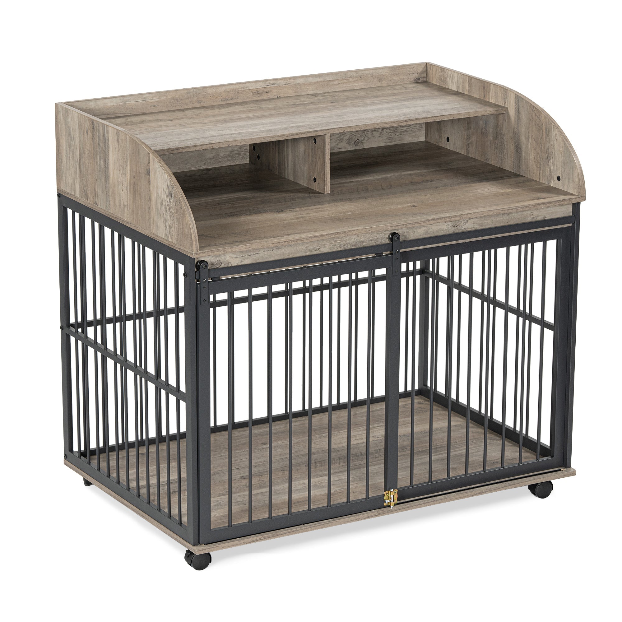 Large grey dog crate furniture - KiKiUMi