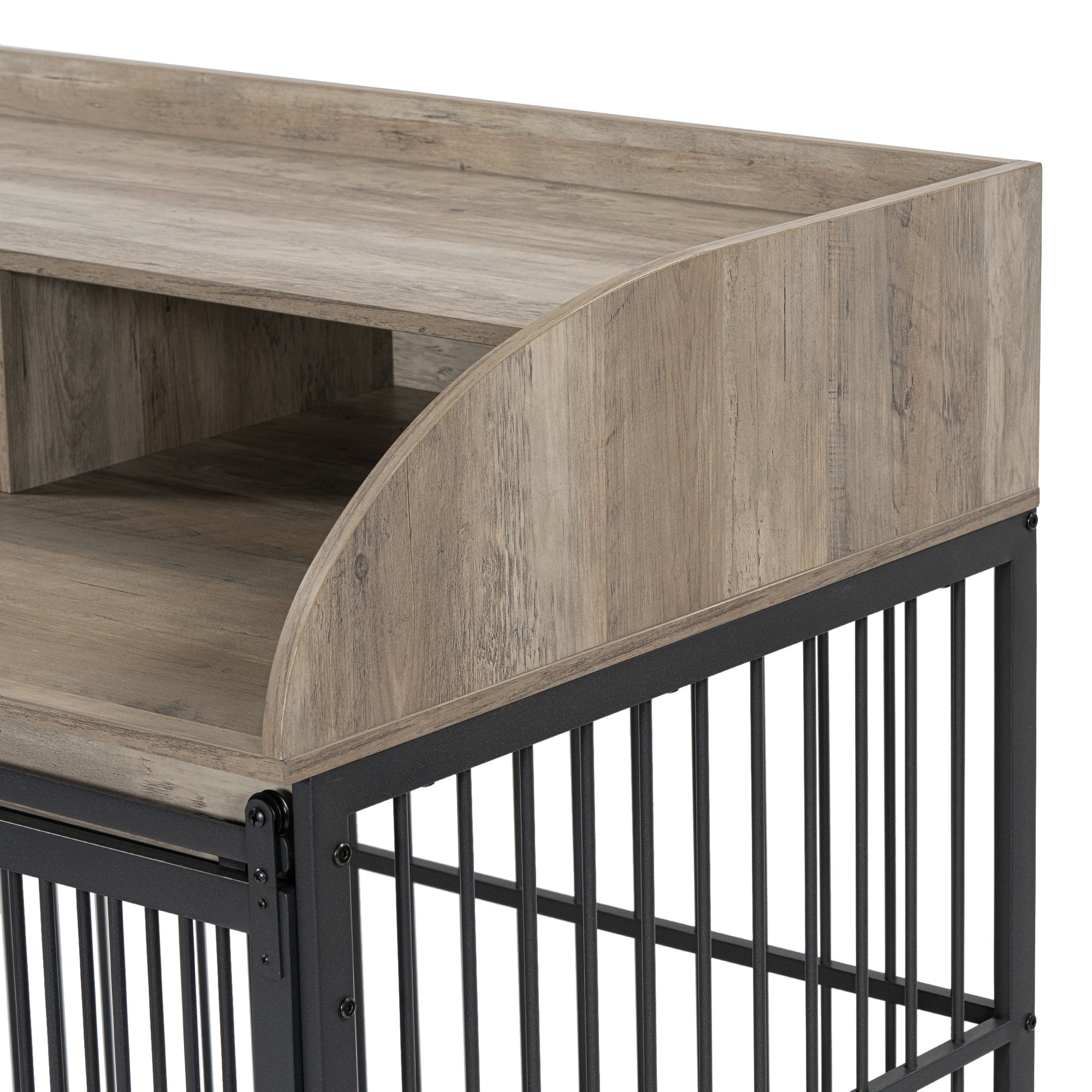 Large grey dog crate furniture - KiKiUMi