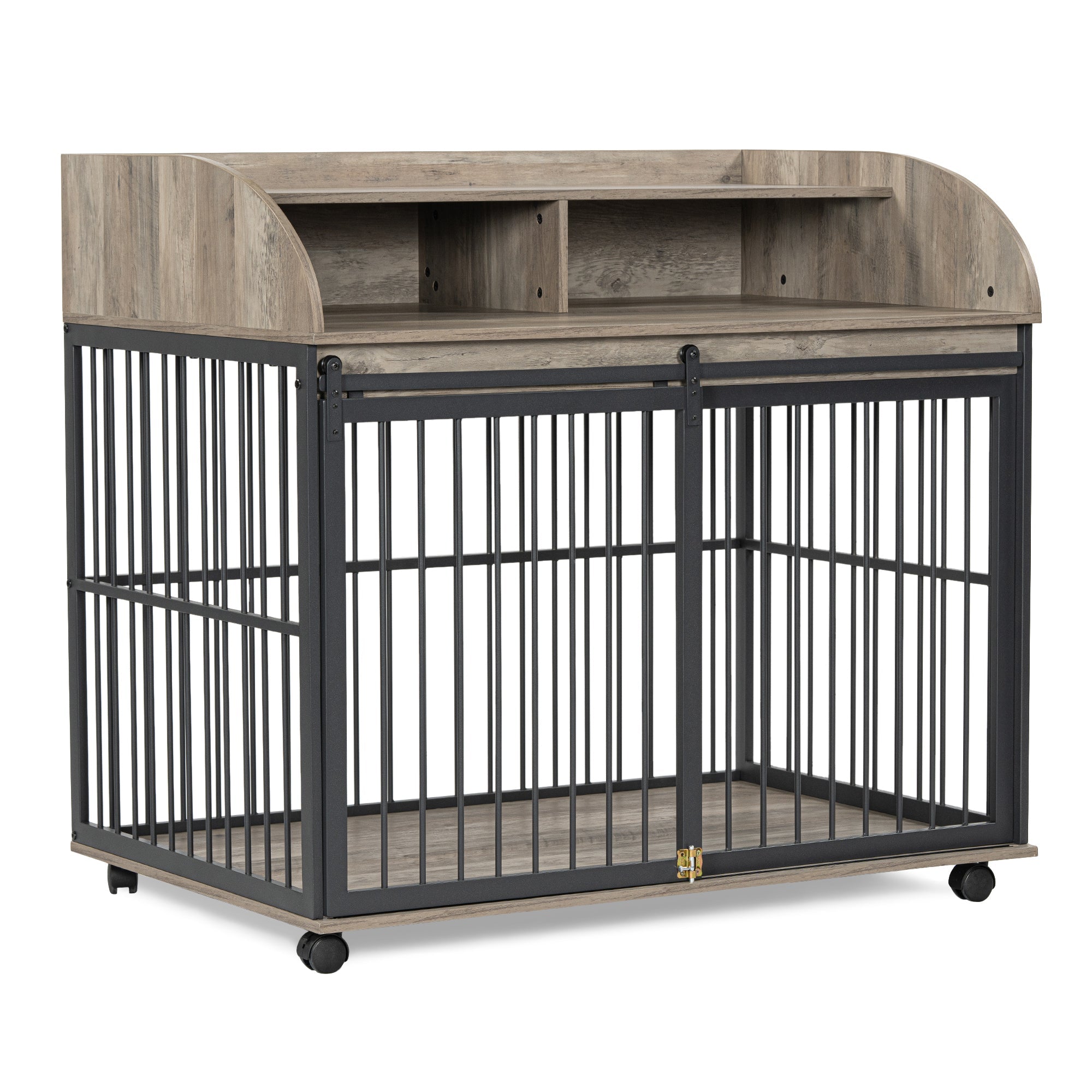 Large grey dog crate furniture - KiKiUMi