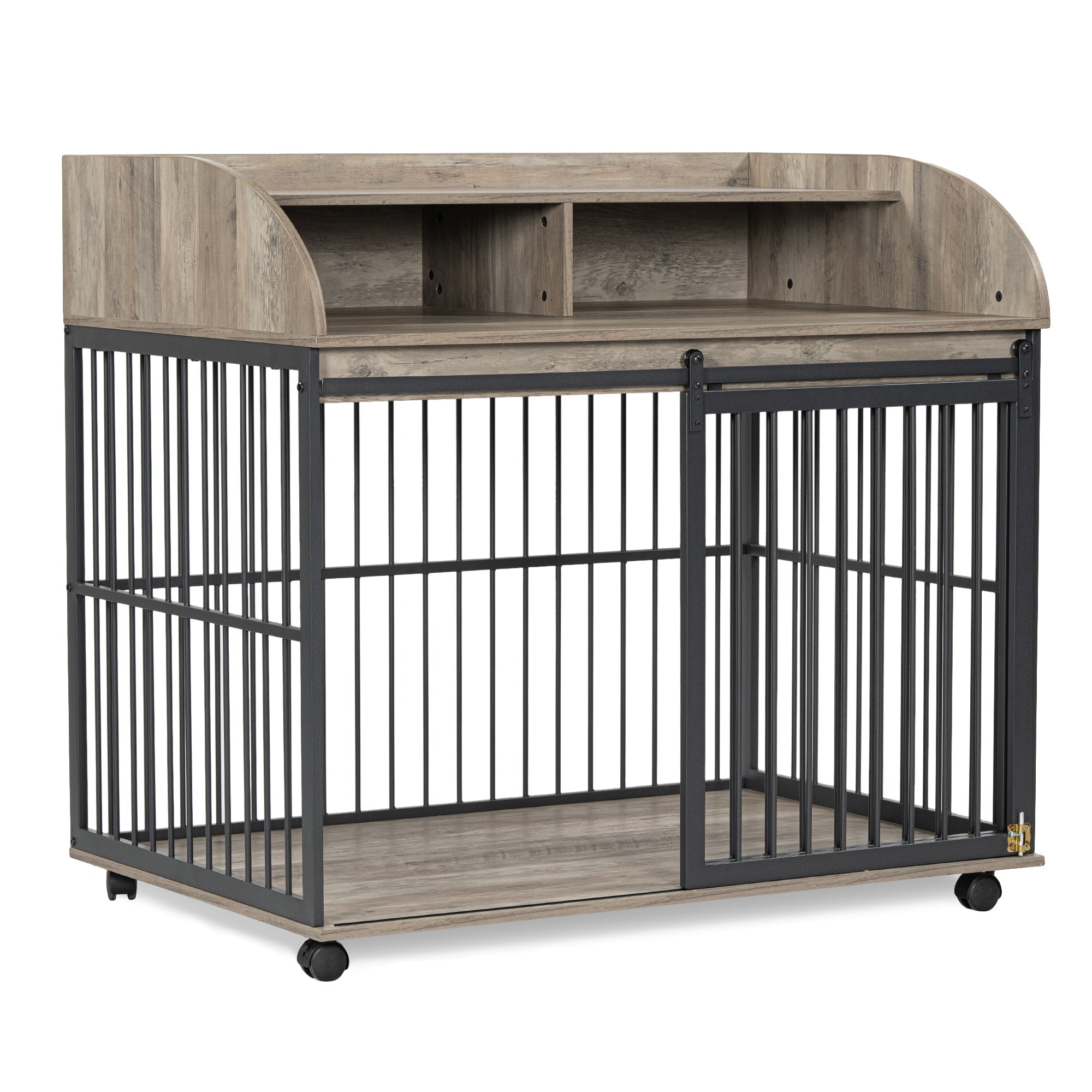 Large grey dog crate furniture - KiKiUMi