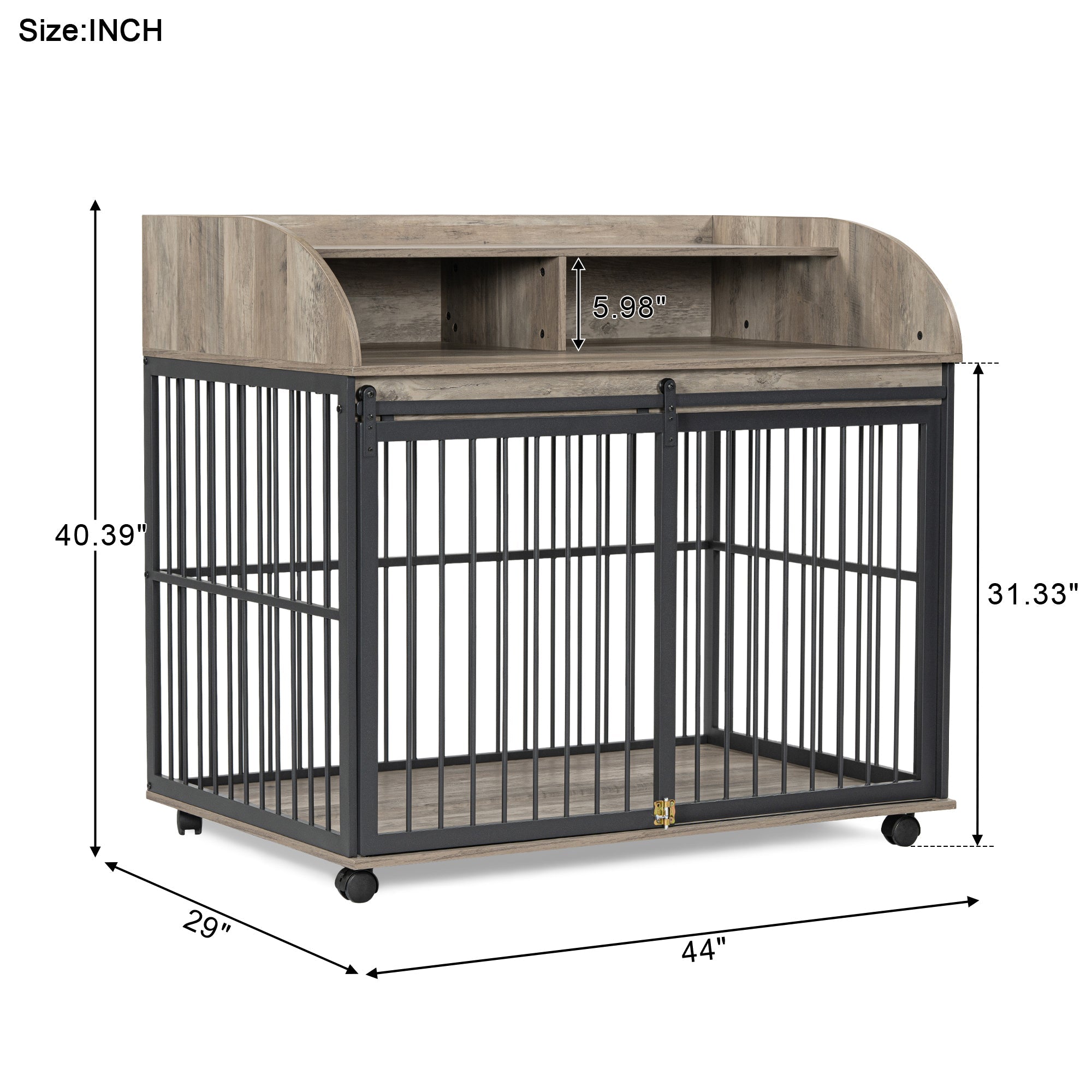 Large grey dog crate furniture - KiKiUMi