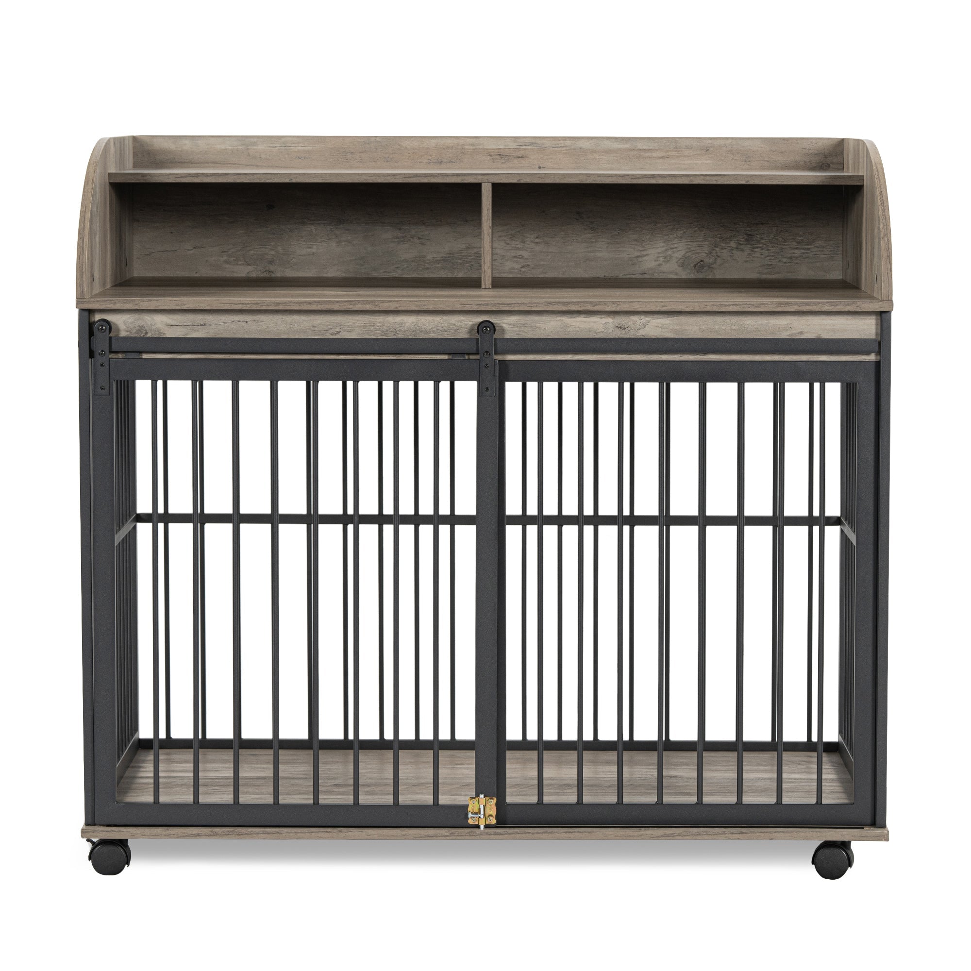 Large grey dog crate furniture - KiKiUMi