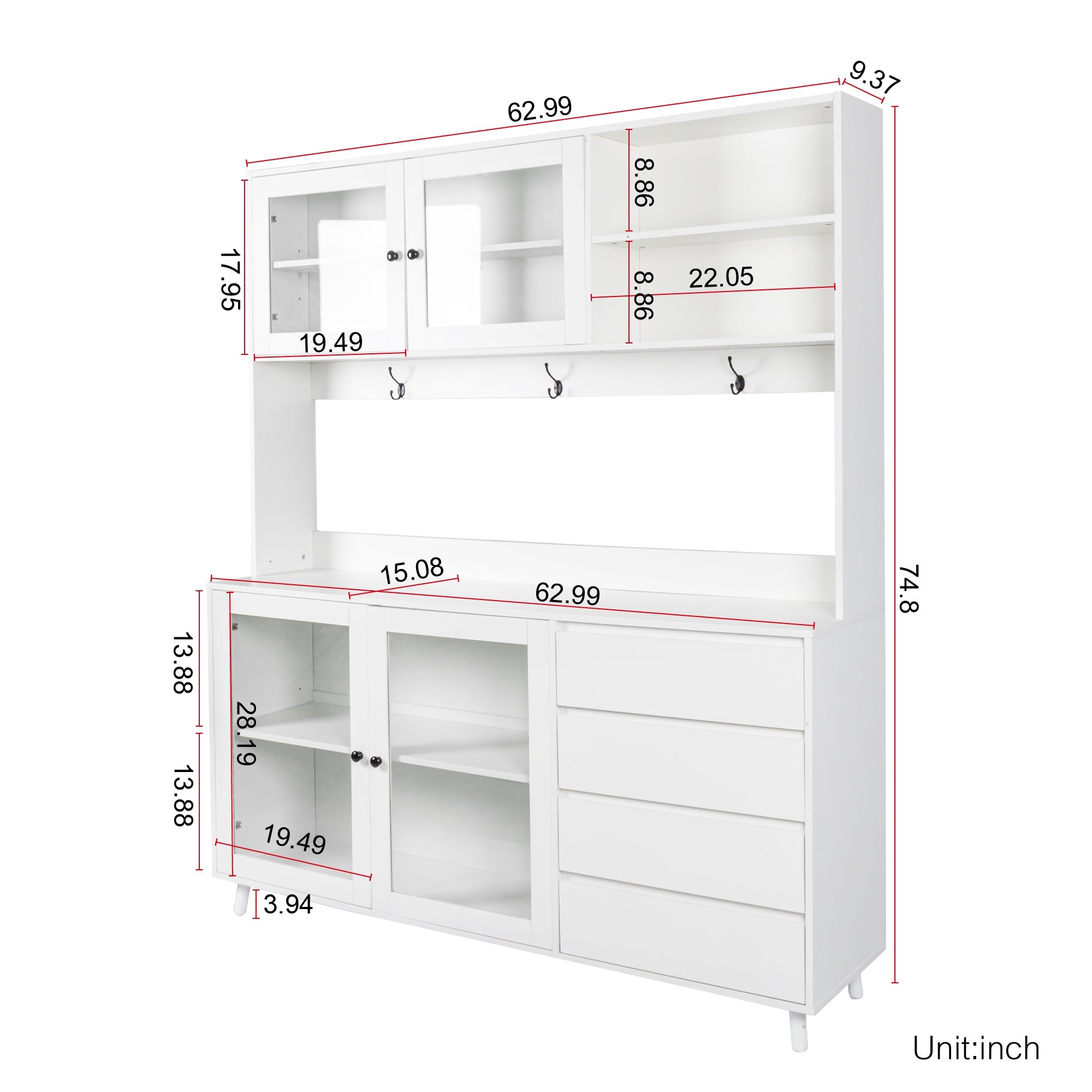 Large independent food cabinet, 4 doors, 4 drawers and microwave cabinet - KiKiUMi