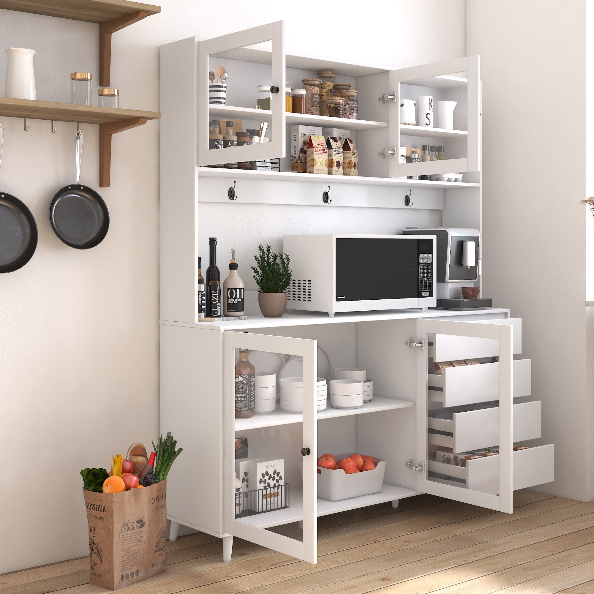 Large independent food cabinet, 4 doors, 4 drawers and microwave cabinet - KiKiUMi