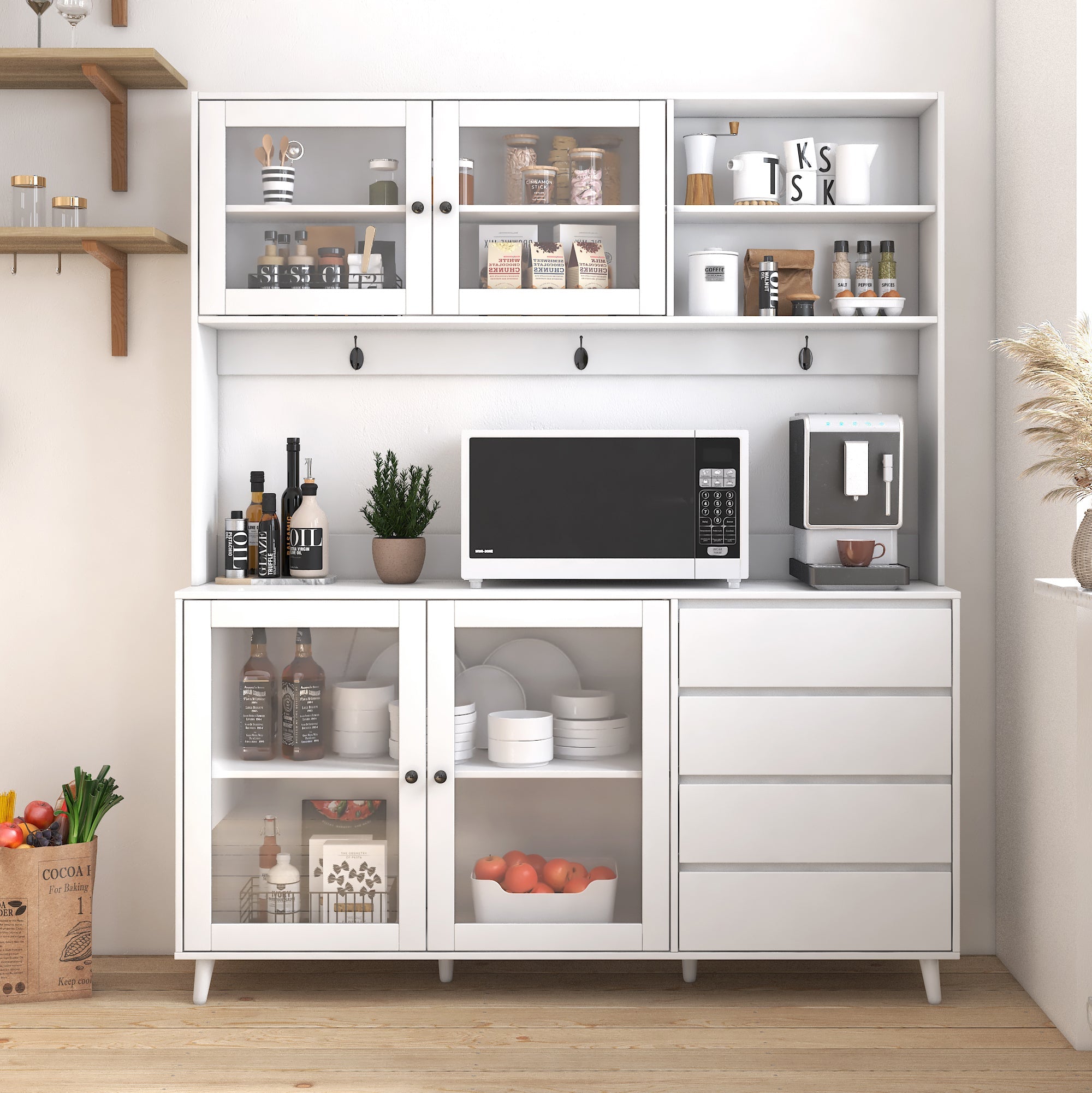 Large independent food cabinet, 4 doors, 4 drawers and microwave cabinet - KiKiUMi