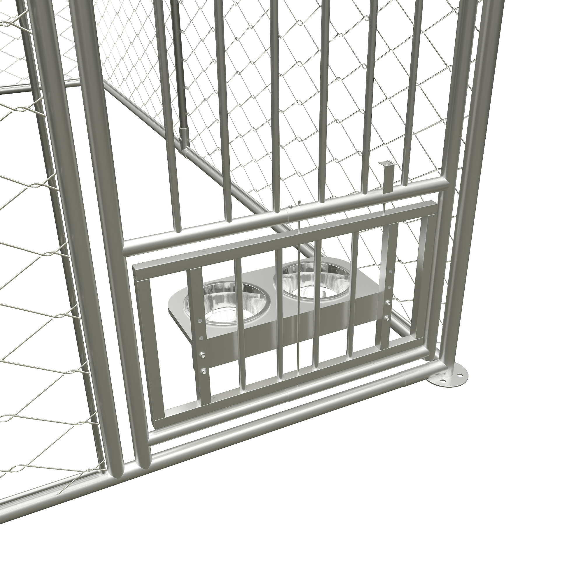 Large outdoor fenced kennel with a rotating feeder - KiKiUMi