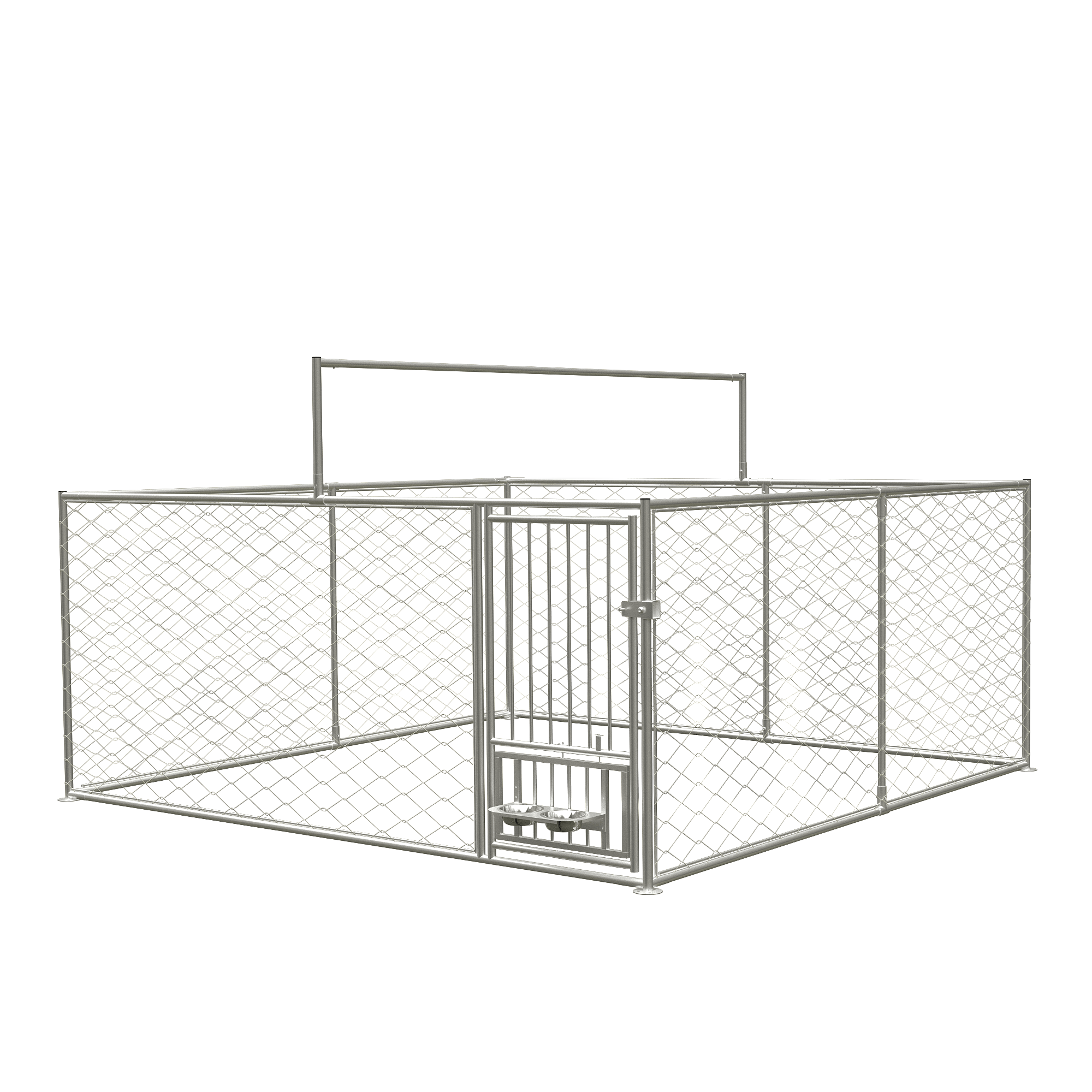 Large outdoor fenced kennel with a rotating feeder - KiKiUMi