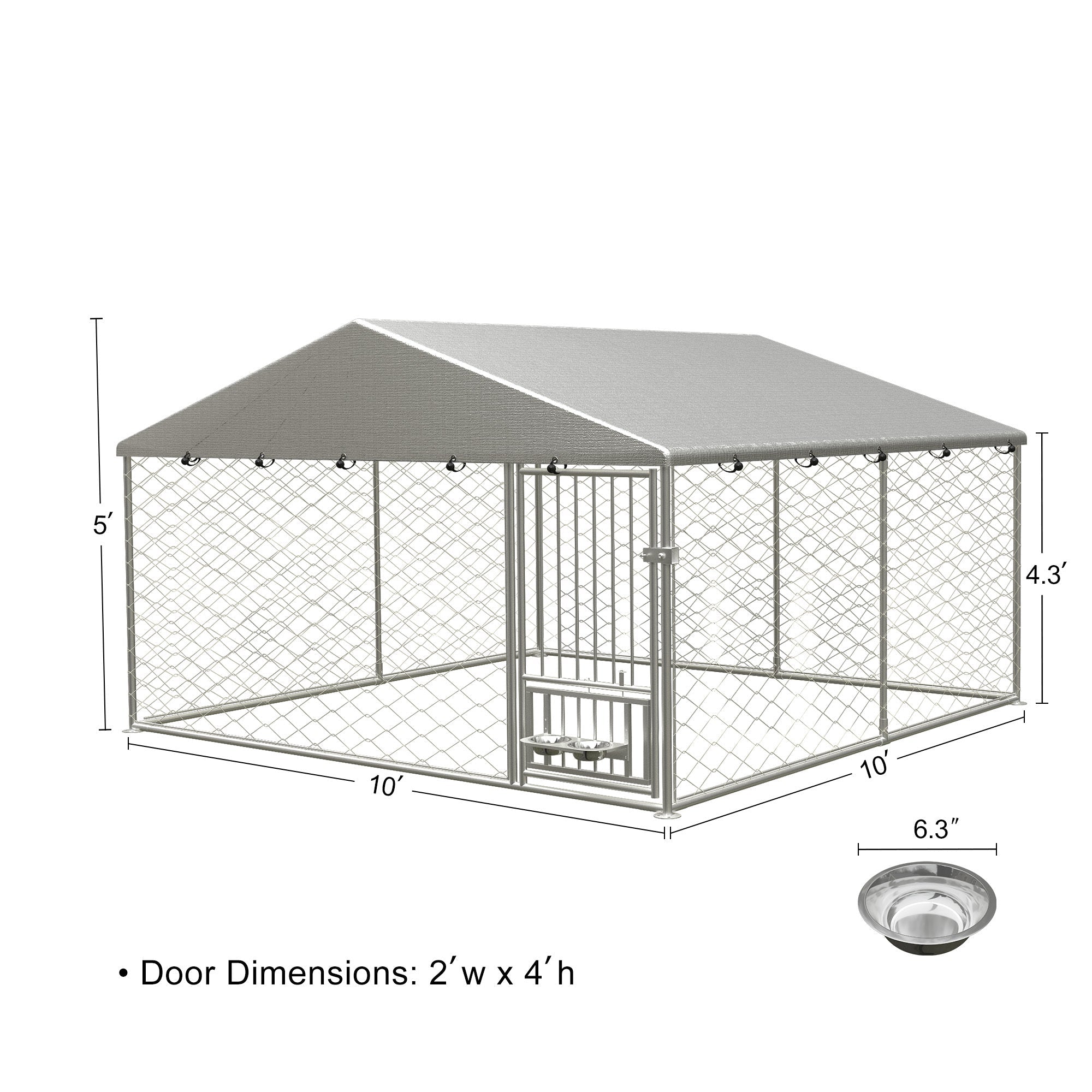 Large outdoor fenced kennel with a rotating feeder - KiKiUMi