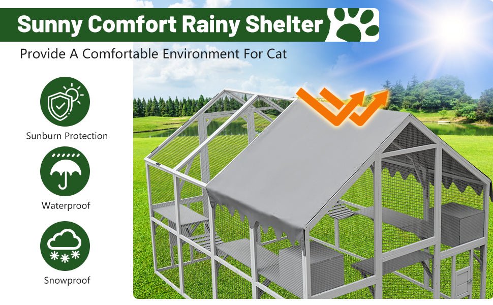 Large outdoor waterproof cat house cat enclosure - KiKiUMi